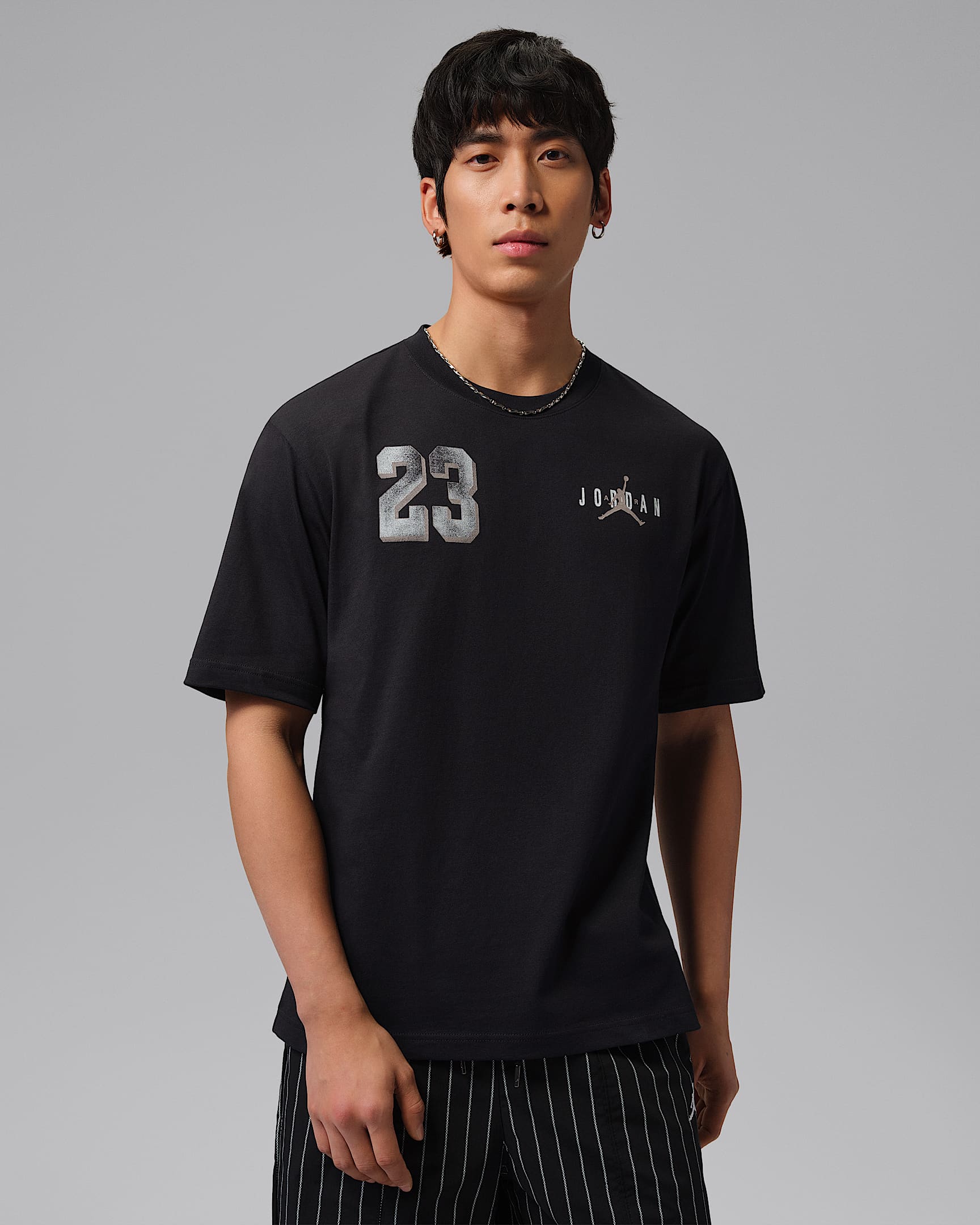 Jordan Brooklyn 男子印花T恤 - 黑/白色