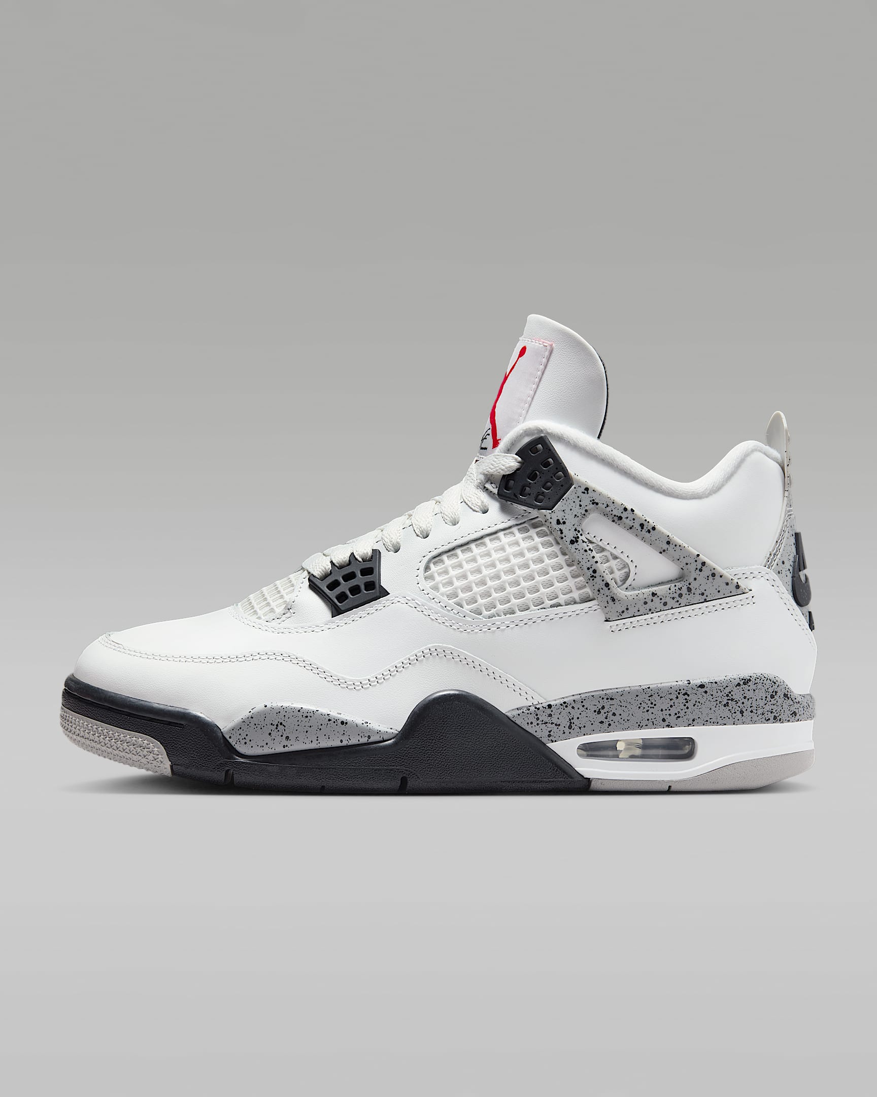 Air Jordan 4 Retro "White Cement" 复刻男子运动鞋 - 山峰白/水泥灰/黑/火焰红