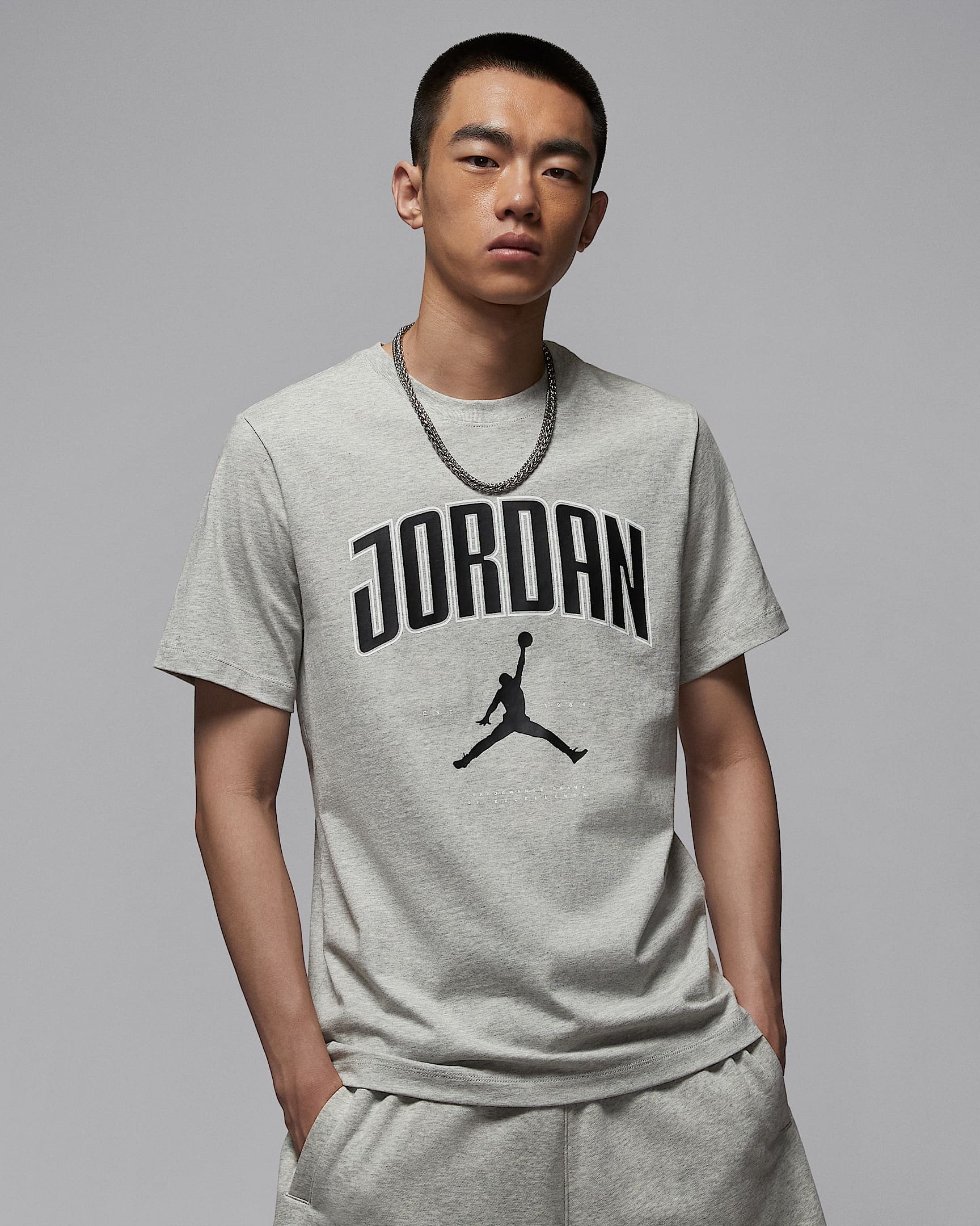 Jordan 男子T恤 - 麻灰/黑