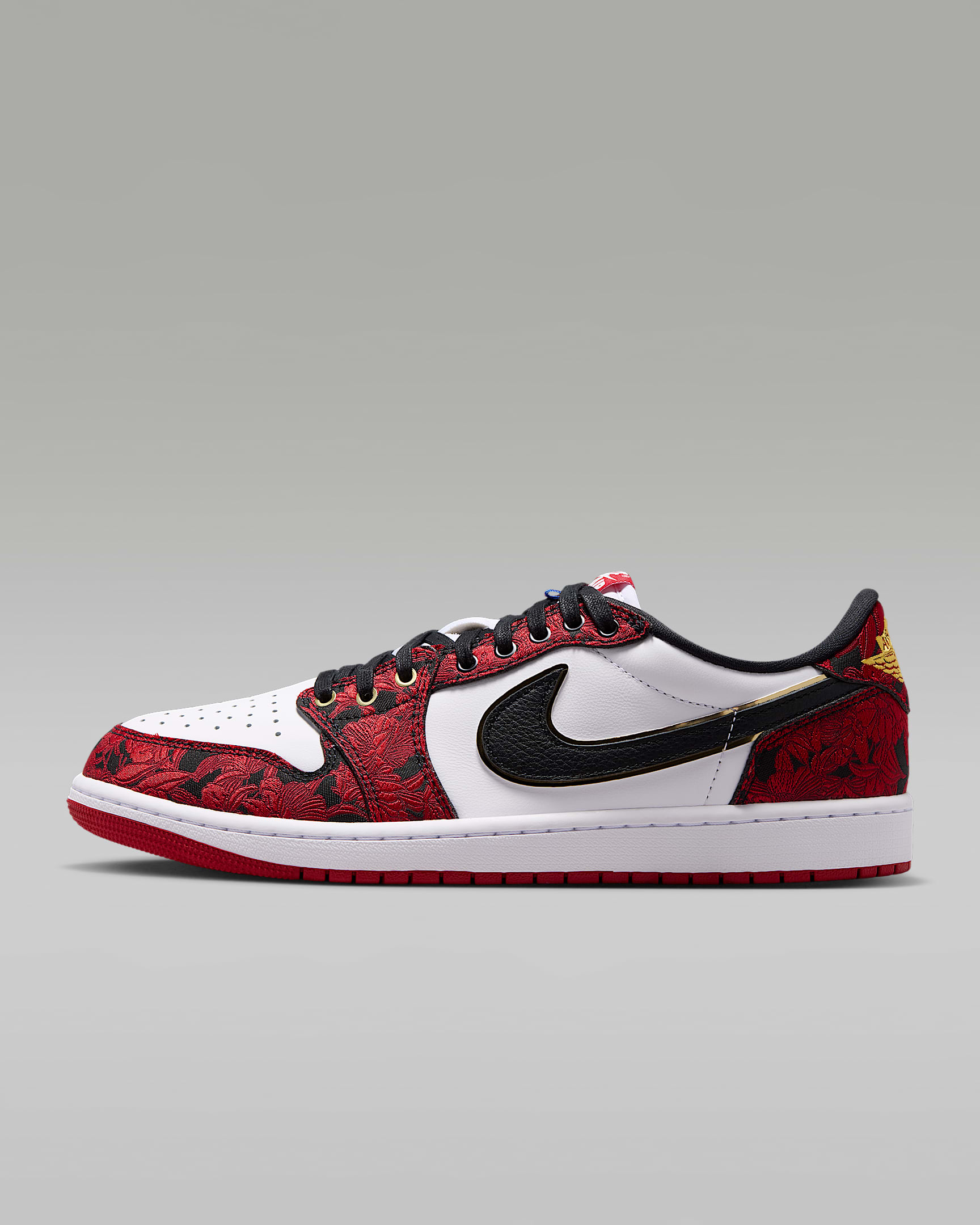 Air Jordan 1 Retro Low OG 复刻男子运动鞋 - 黑/山峰白/激光紫红/校园红