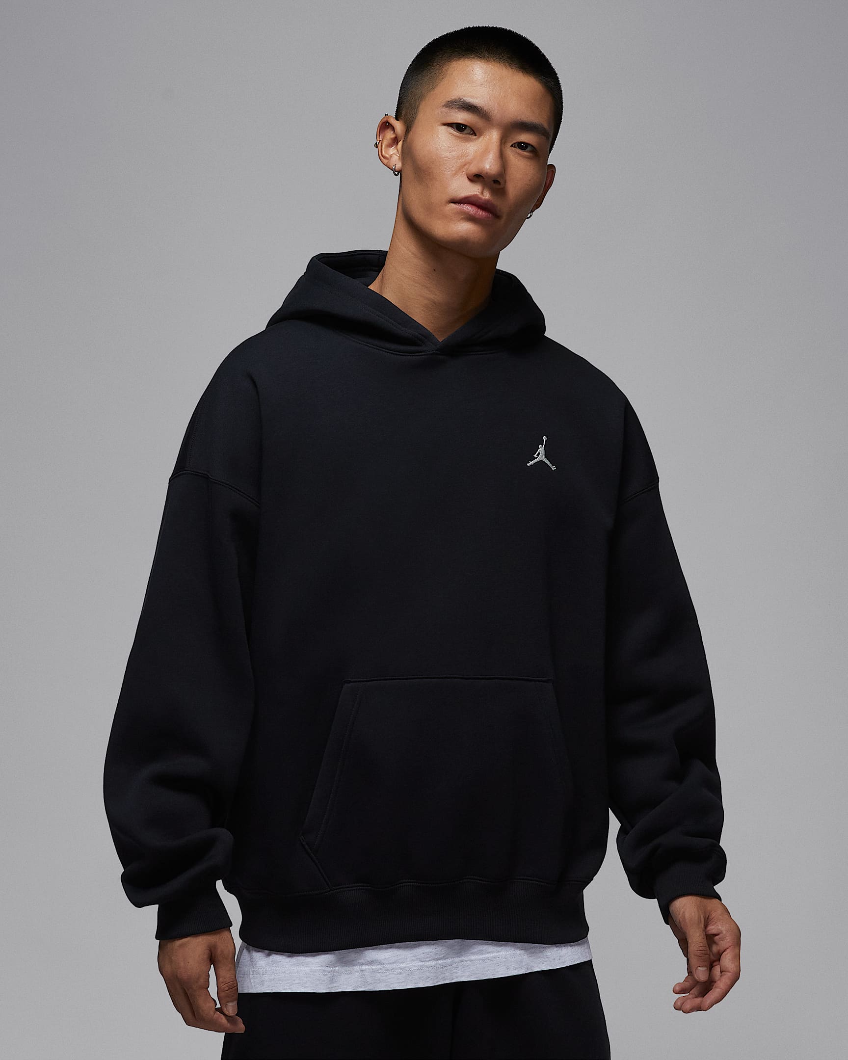 Jordan Brooklyn Fleece 男子 Oversize 风加绒套头连帽衫 - 黑/帆白