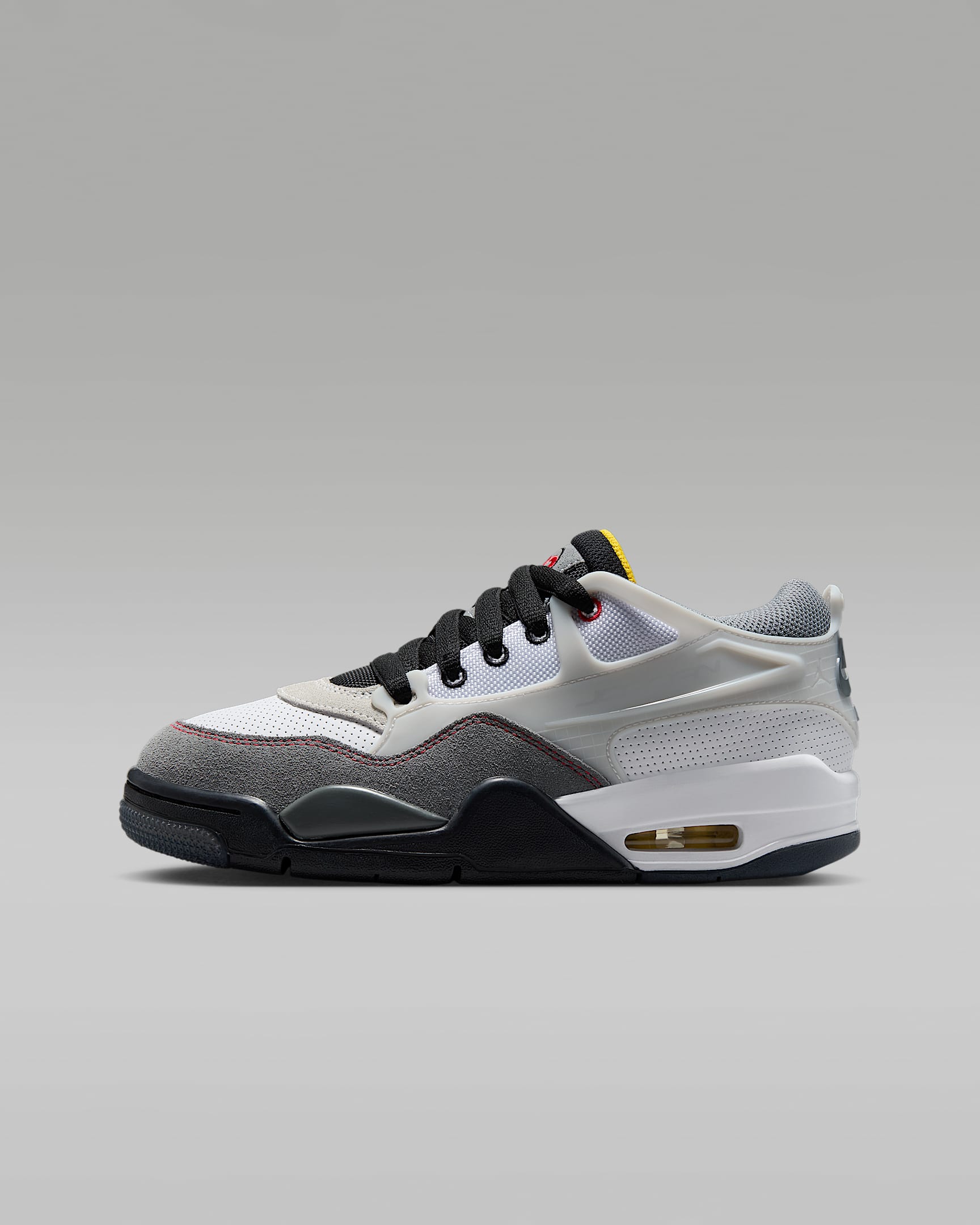Air Jordan 4 RM Premium 大童运动鞋骑士鞋 - 白色/黑/烟灰/火焰红