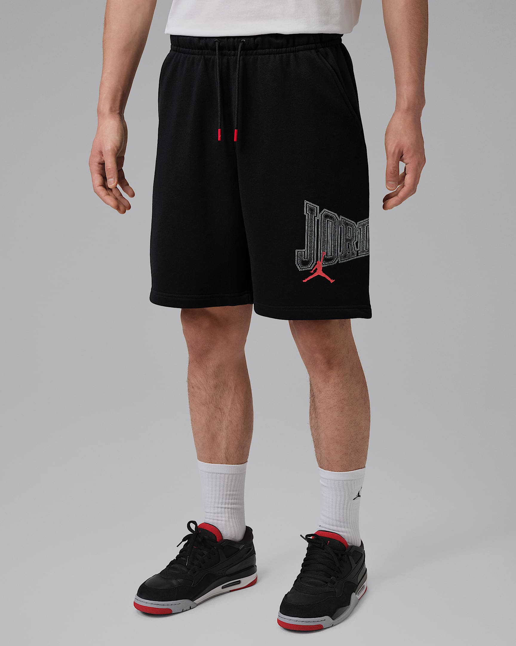 Jordan Brooklyn 男子短裤 - 黑/红外线红 23