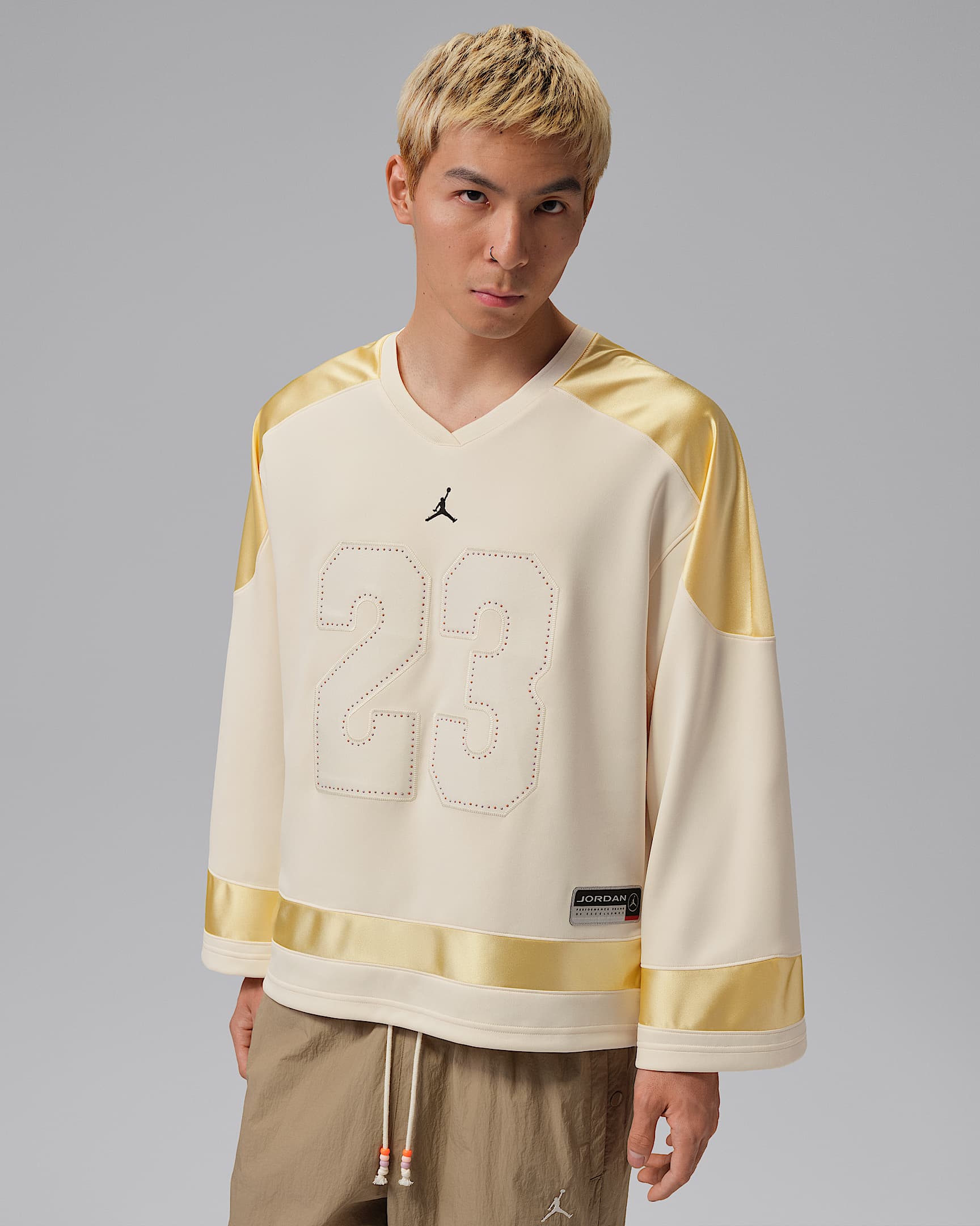 Jordan Brooklyn 男子球衣 - 淡象牙白/黑