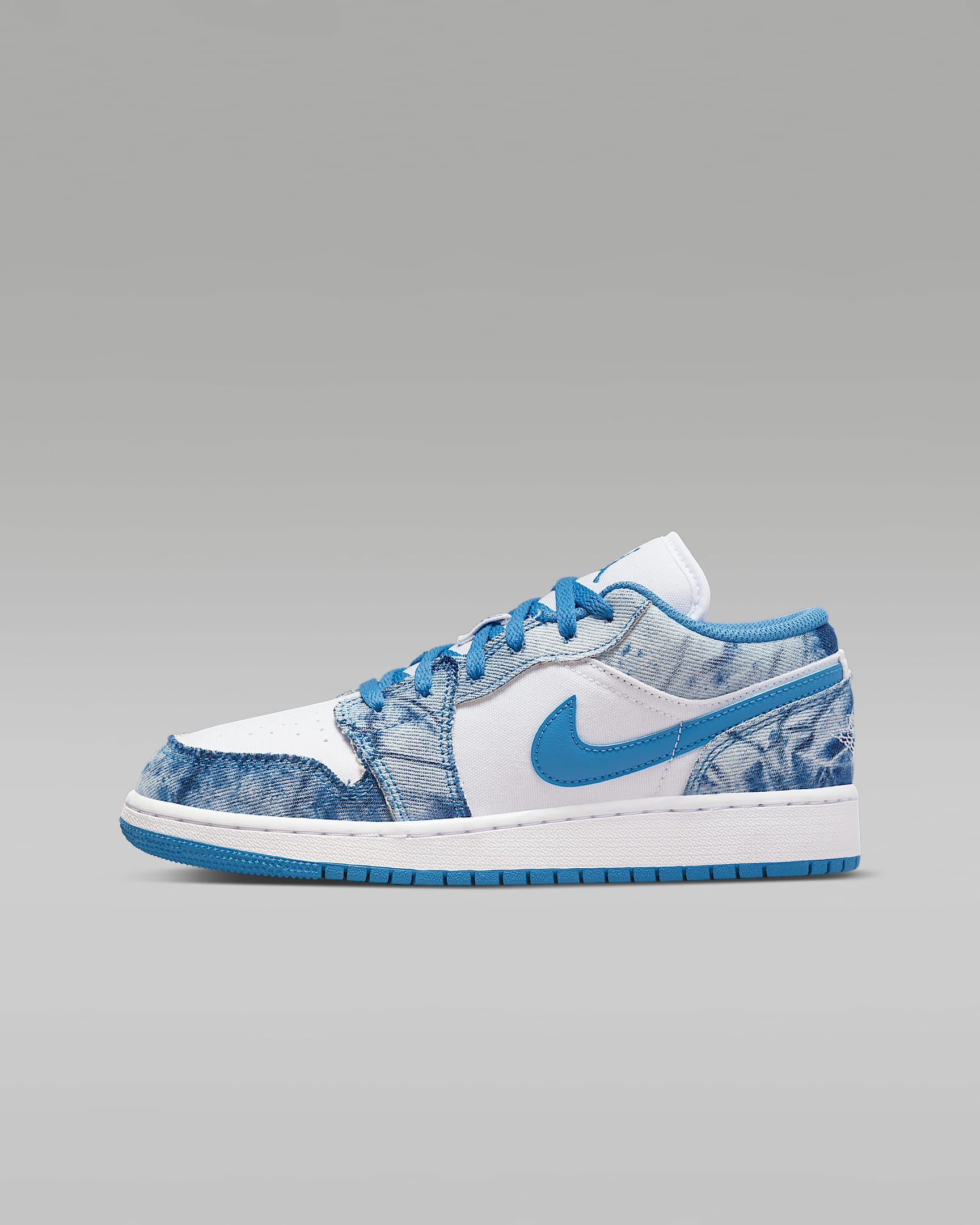 Air Jordan 1 Low 大童运动鞋 - 白色/白色/荷兰蓝