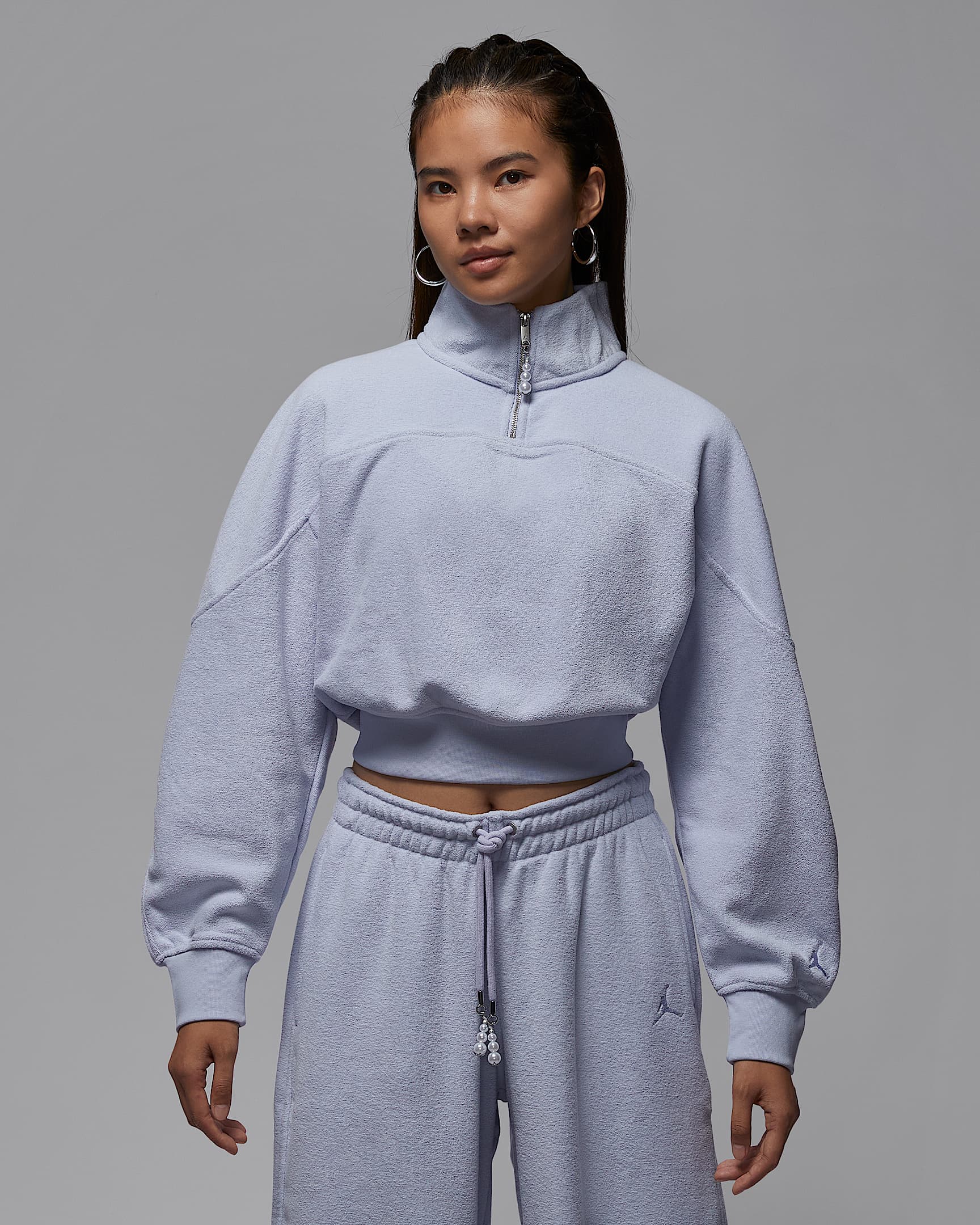 Jordan Flight Fleece 女子 1/4 拉链开襟加绒上衣 - 幻影/幻影