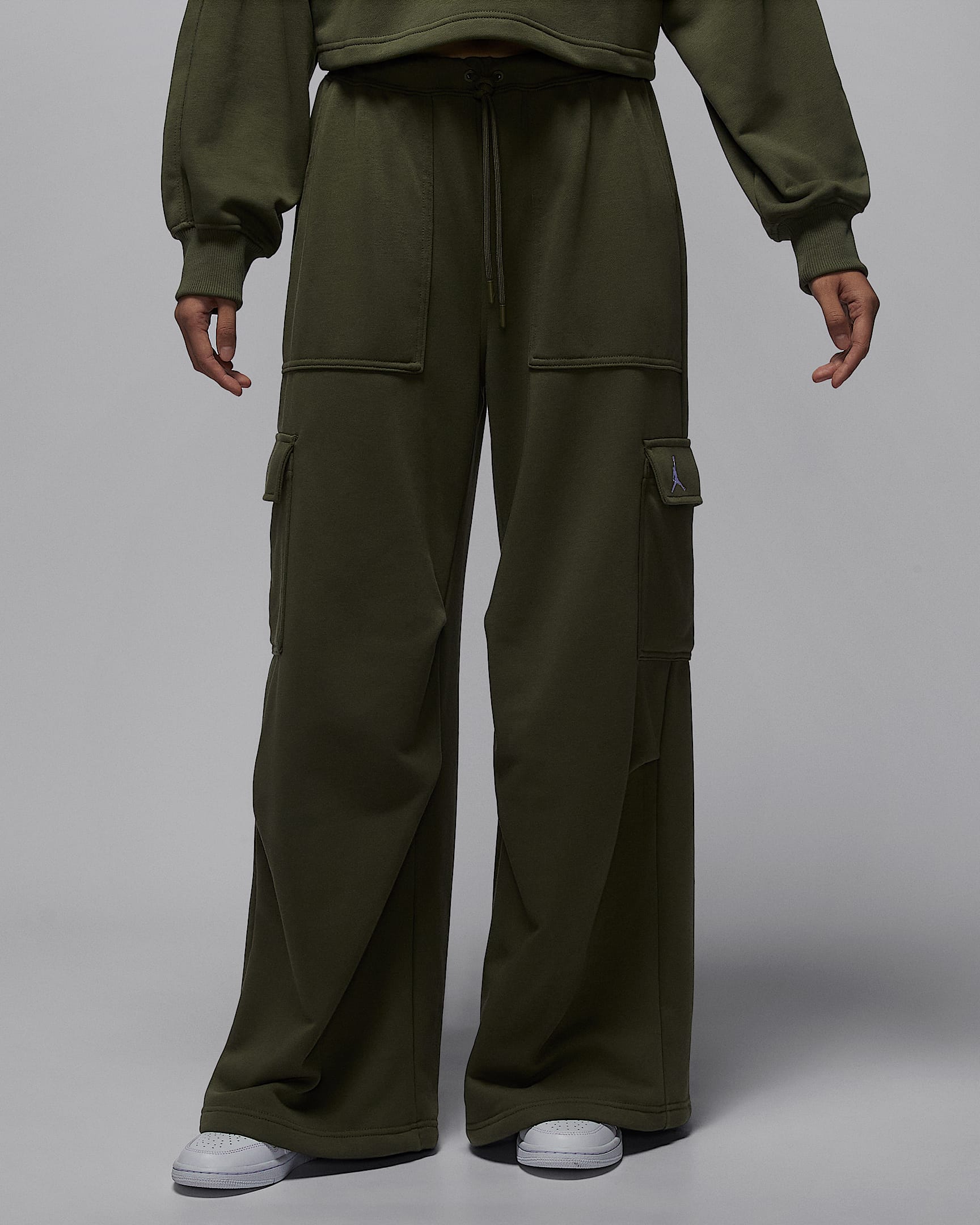 Jordan Brooklyn Fleece 女子工装长裤 - 军裤卡其/白色