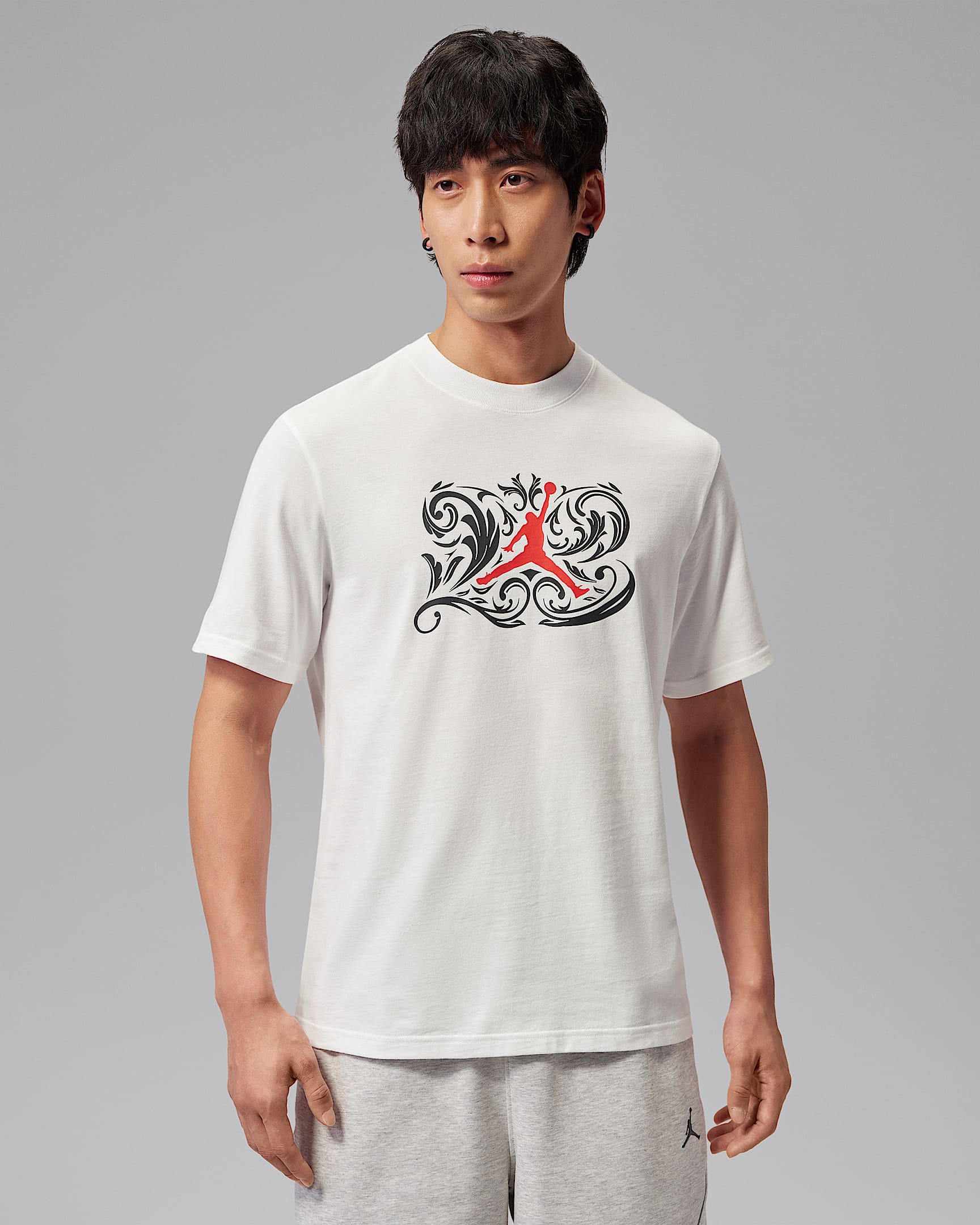 Jordan Sport Dri-FIT 男子速干短袖印花T恤 - 白色/大学红
