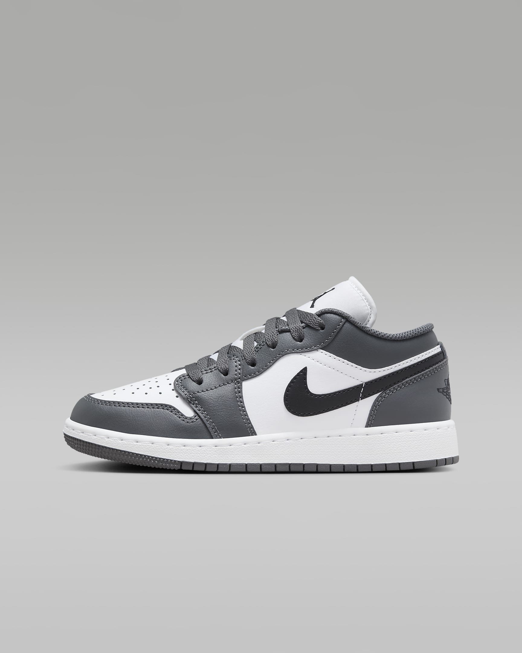 Air Jordan 1 Low 大童运动鞋 - 白色/铁灰/黑