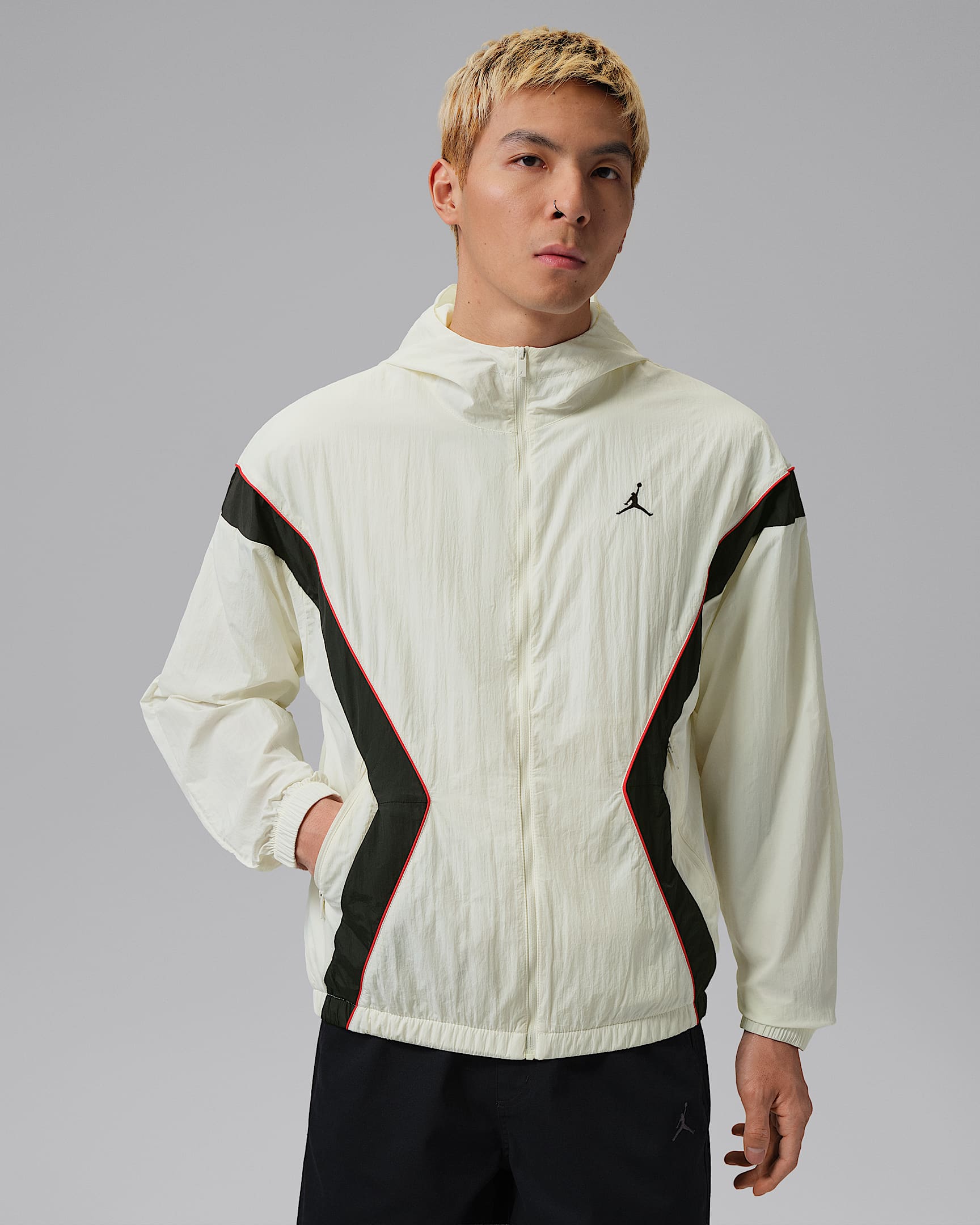 Jordan 男子轻便型夹克防晒衣皮肤衣 - 帆白/黑/黑
