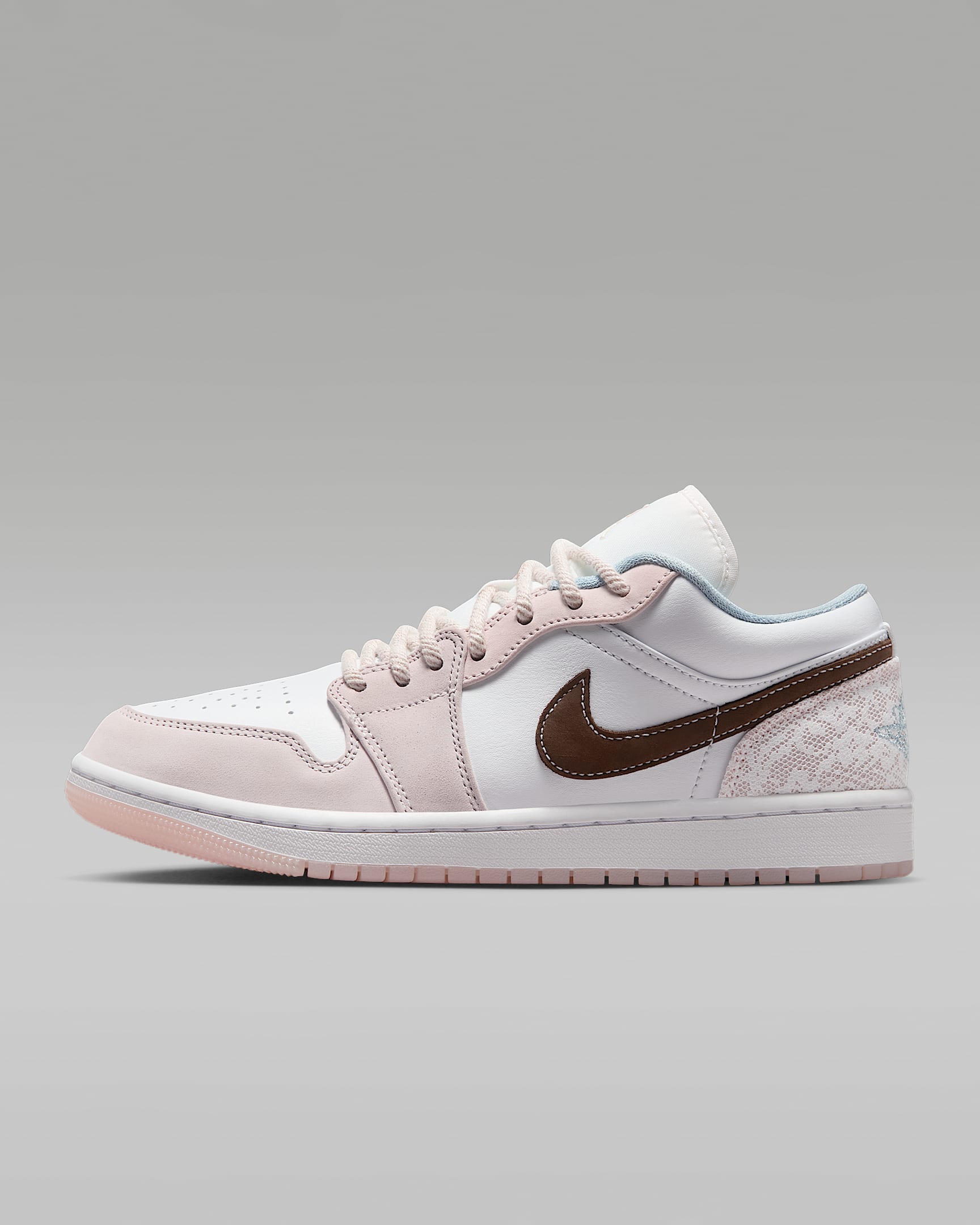 Air Jordan 1 Low 女子运动鞋 - 白色/白色/柔粉/矿石灰