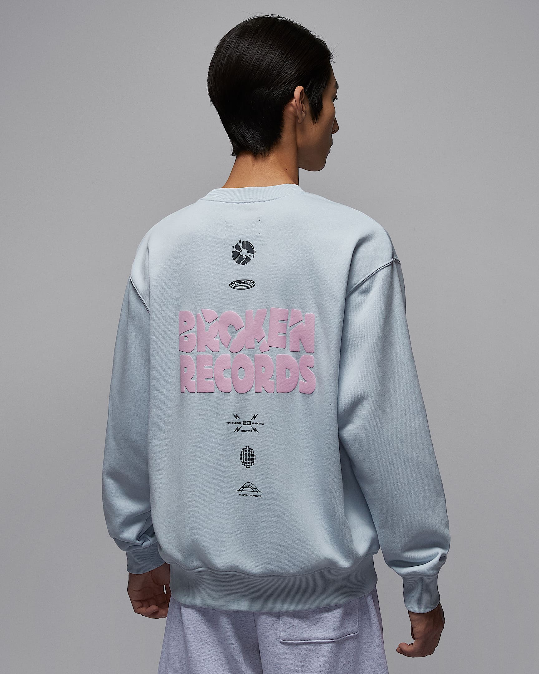 Jordan Brooklyn Fleece 男子圆领运动衫 - 浅蓝灰/胭脂红