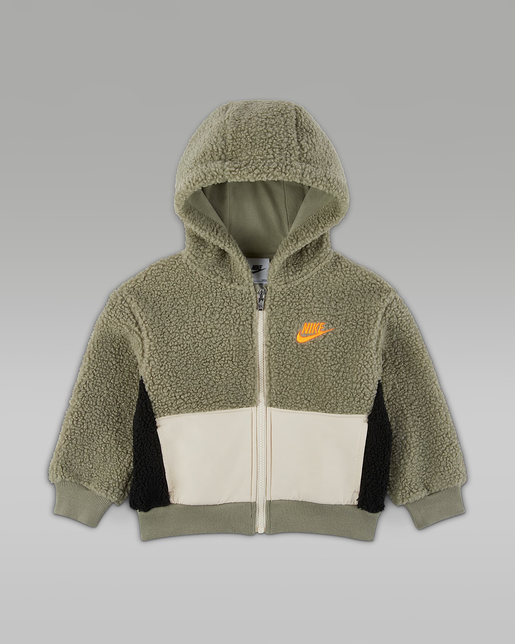 Nike 幼童仿羊羔绒全长拉链开襟连帽衫 - 浅军绿