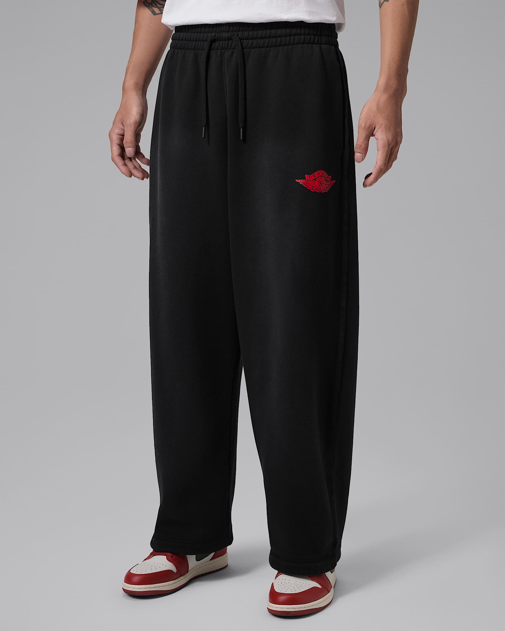 Jordan Flight Fleece 男子加绒长裤 - 黑/大学红