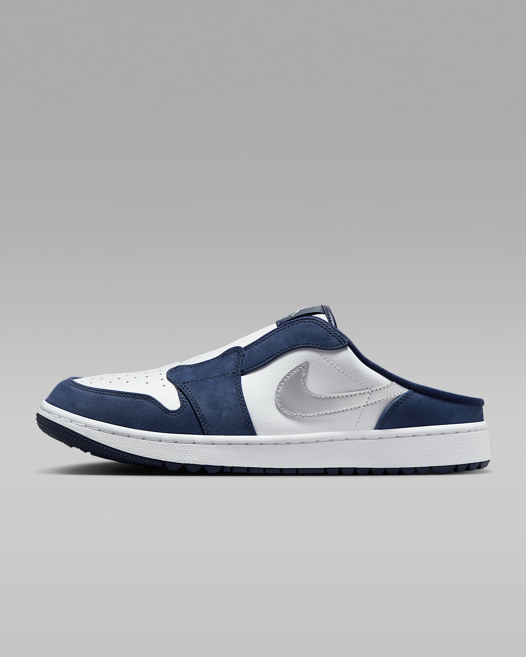 Air Jordan Mule 高尔夫一脚蹬运动鞋 - 白色/深藏青/金属银