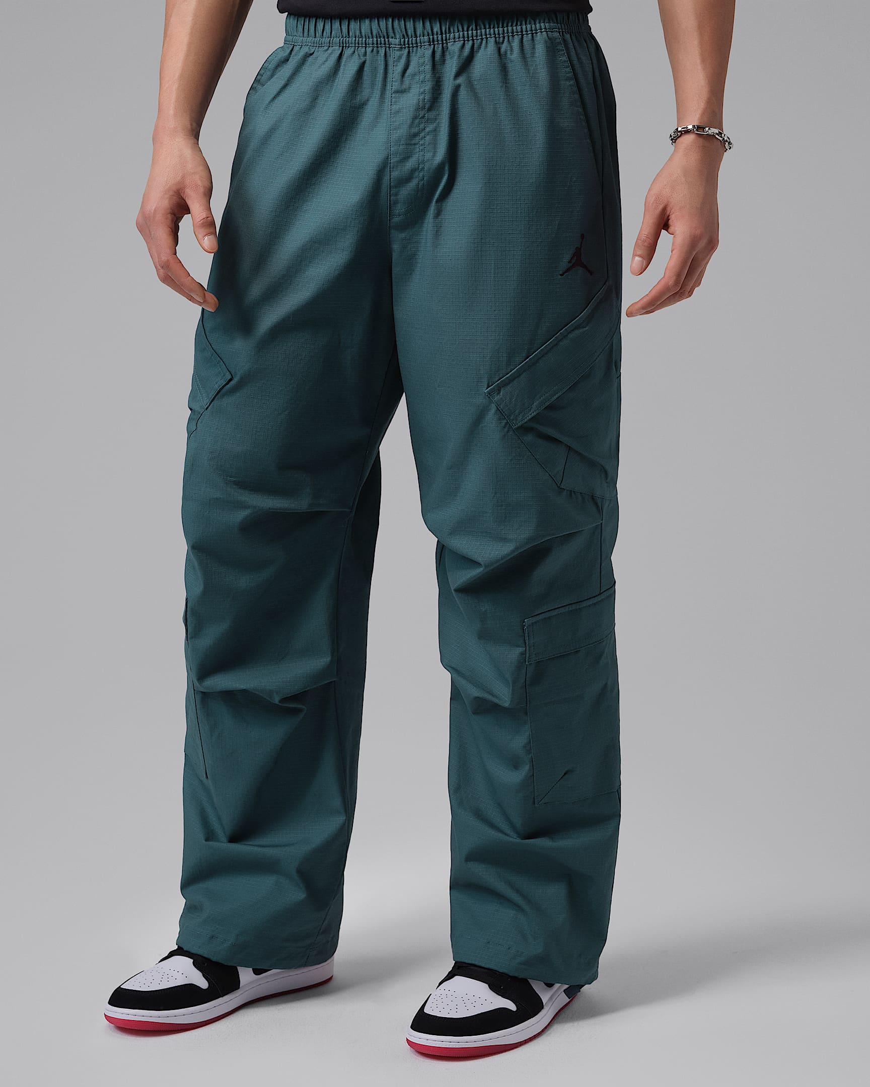 Jordan Flight 男子机能风长裤 - 灰绿/黑