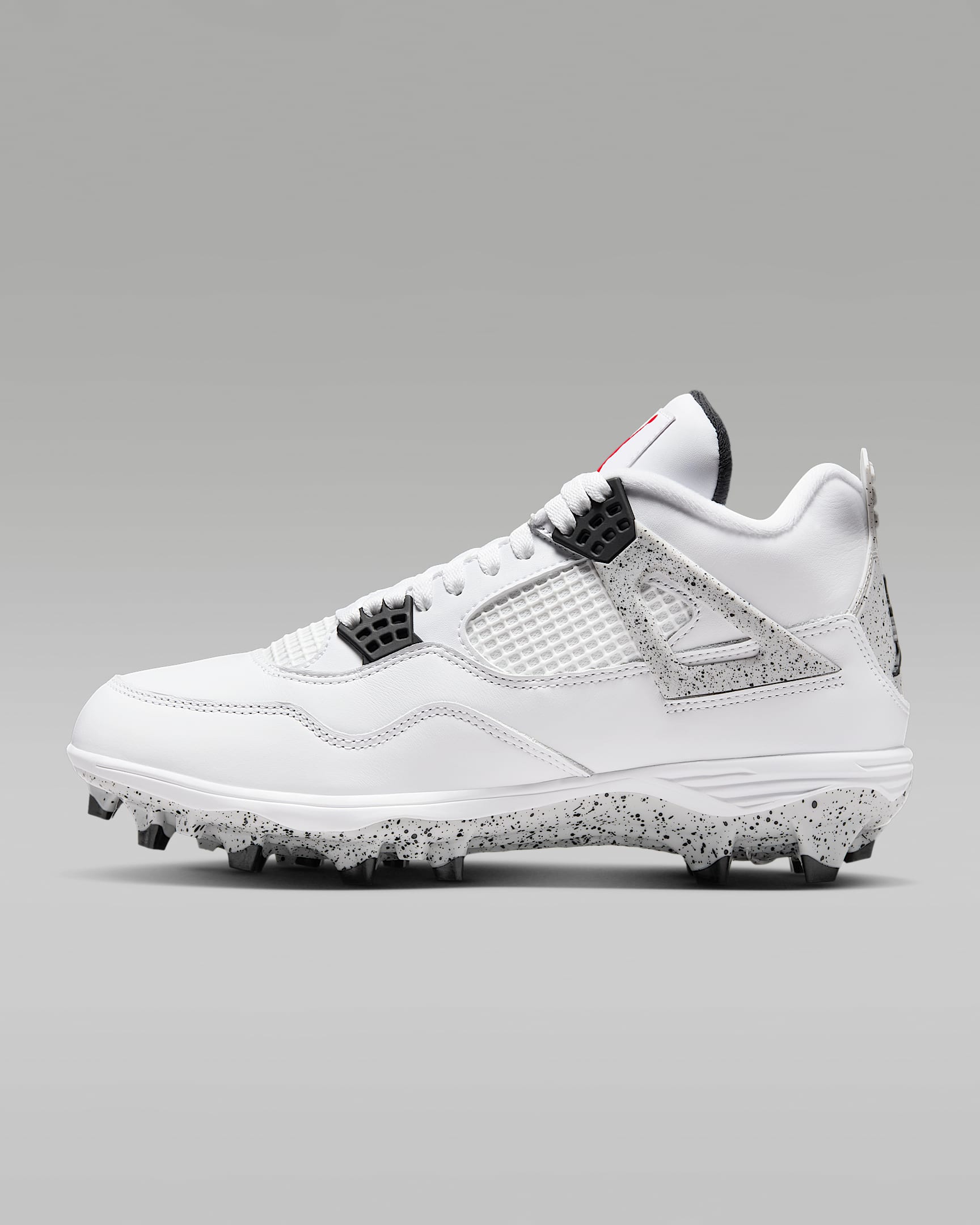 Jordan 4 Retro TD 男子橄榄球鞋 - 白色/黑/科技灰/火焰红