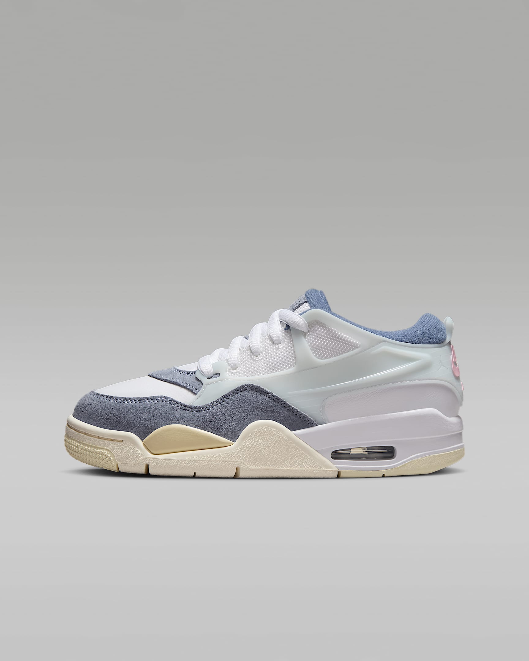 Air Jordan 4 RM 大童运动鞋骑士鞋 - 白色/芬蓝/灰石板蓝/棱镜粉