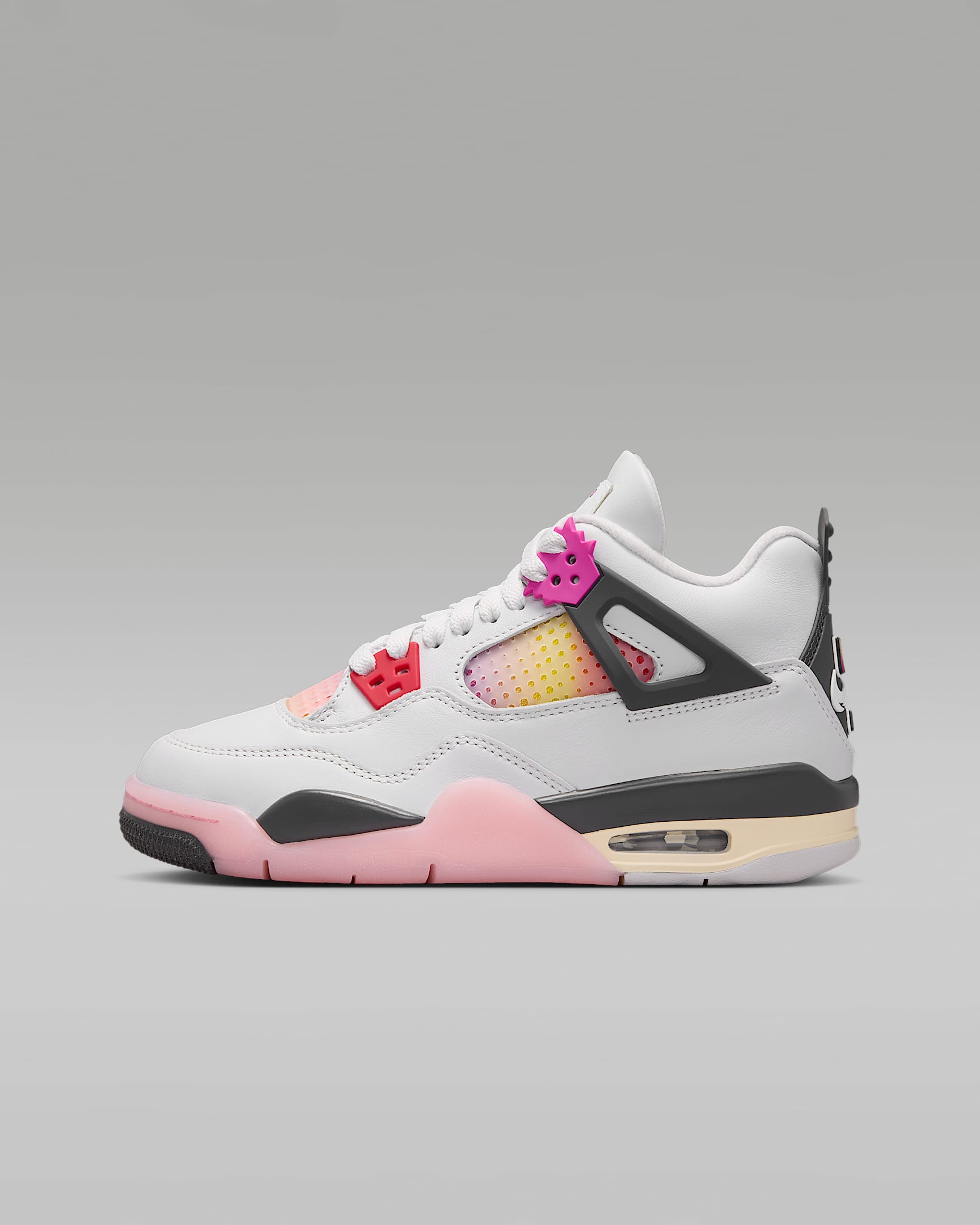 Air Jordan 4 Retro "Comic" 复刻大童运动鞋 - 米白/煤黑/火焰粉/火焰粉