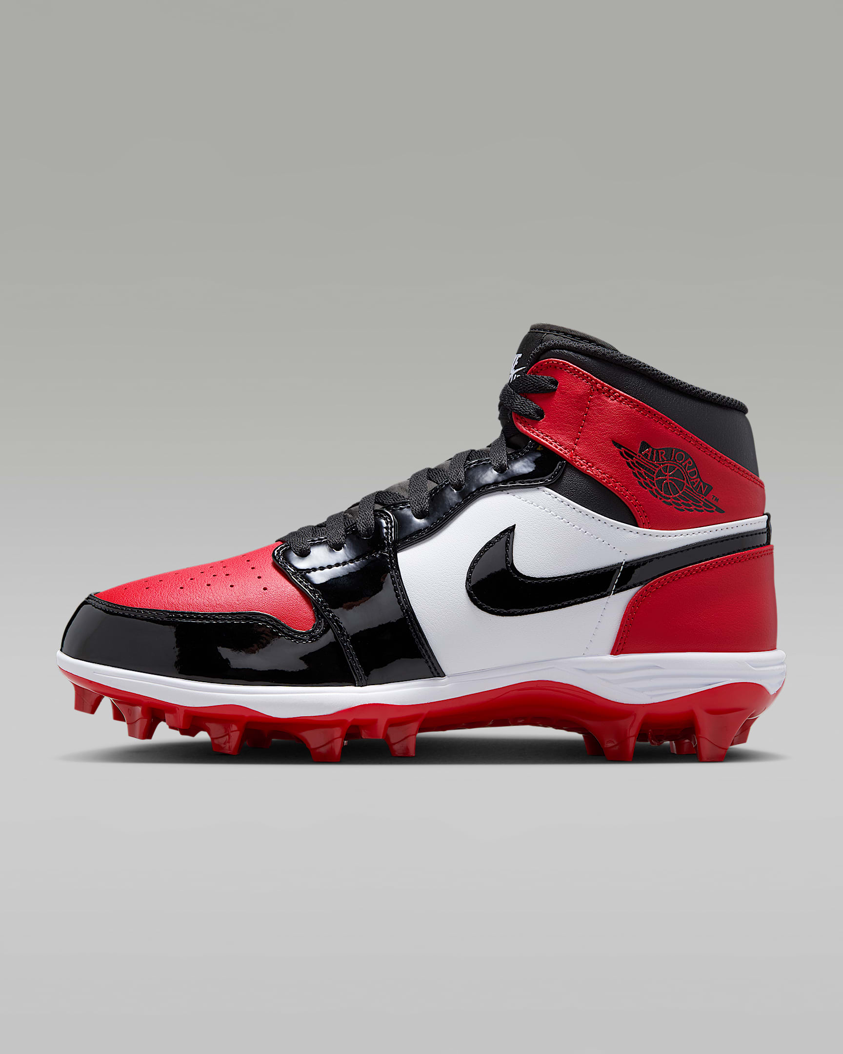 Jordan 1 Mid TD 男子橄榄球鞋 - 健身红/白色/黑