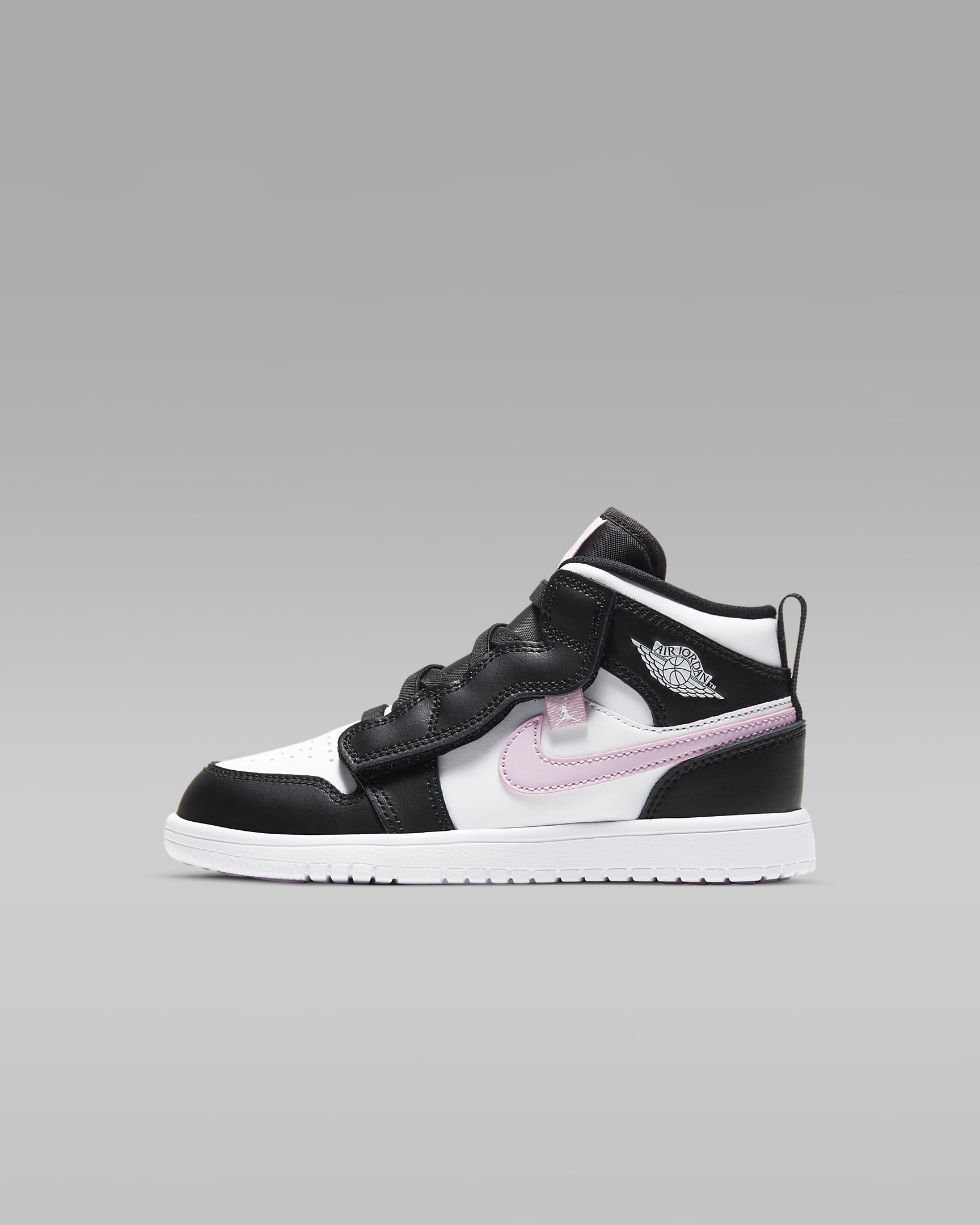 Jordan 1 Mid Alt (PS) 幼童运动童鞋 - 白色/黑/浅北极粉