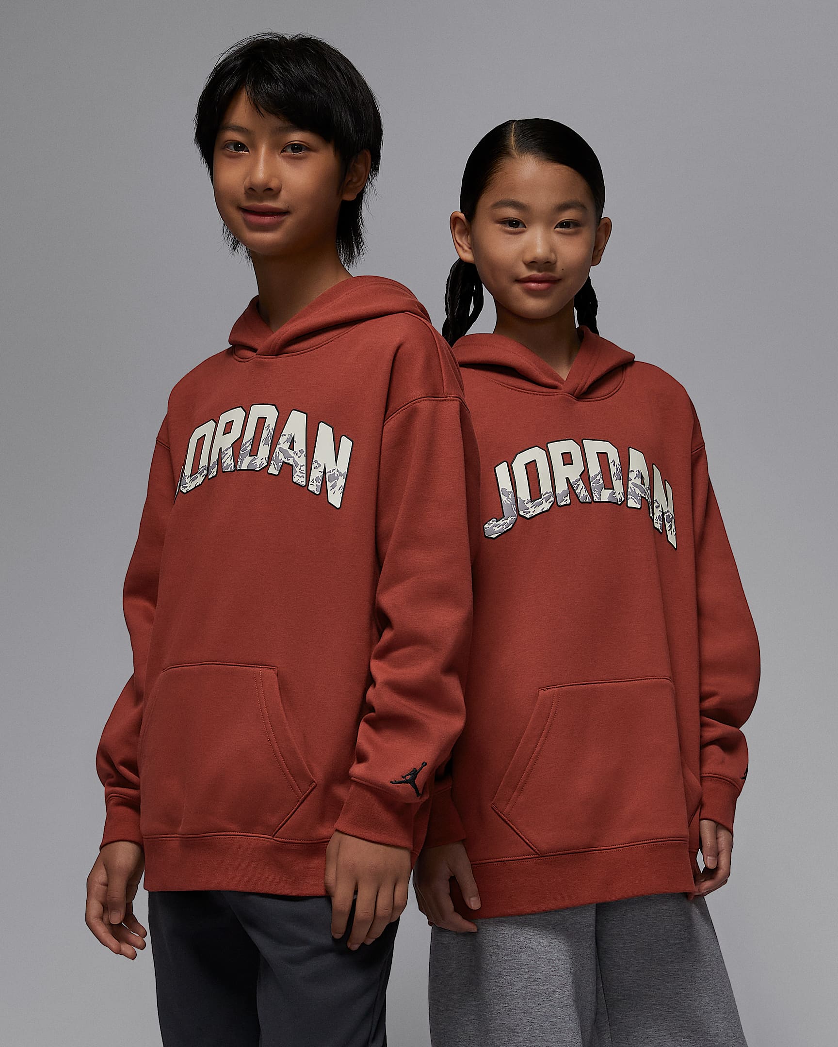 Jordan Gift Giving Mountain 大童加绒套头连帽衫 - 石红