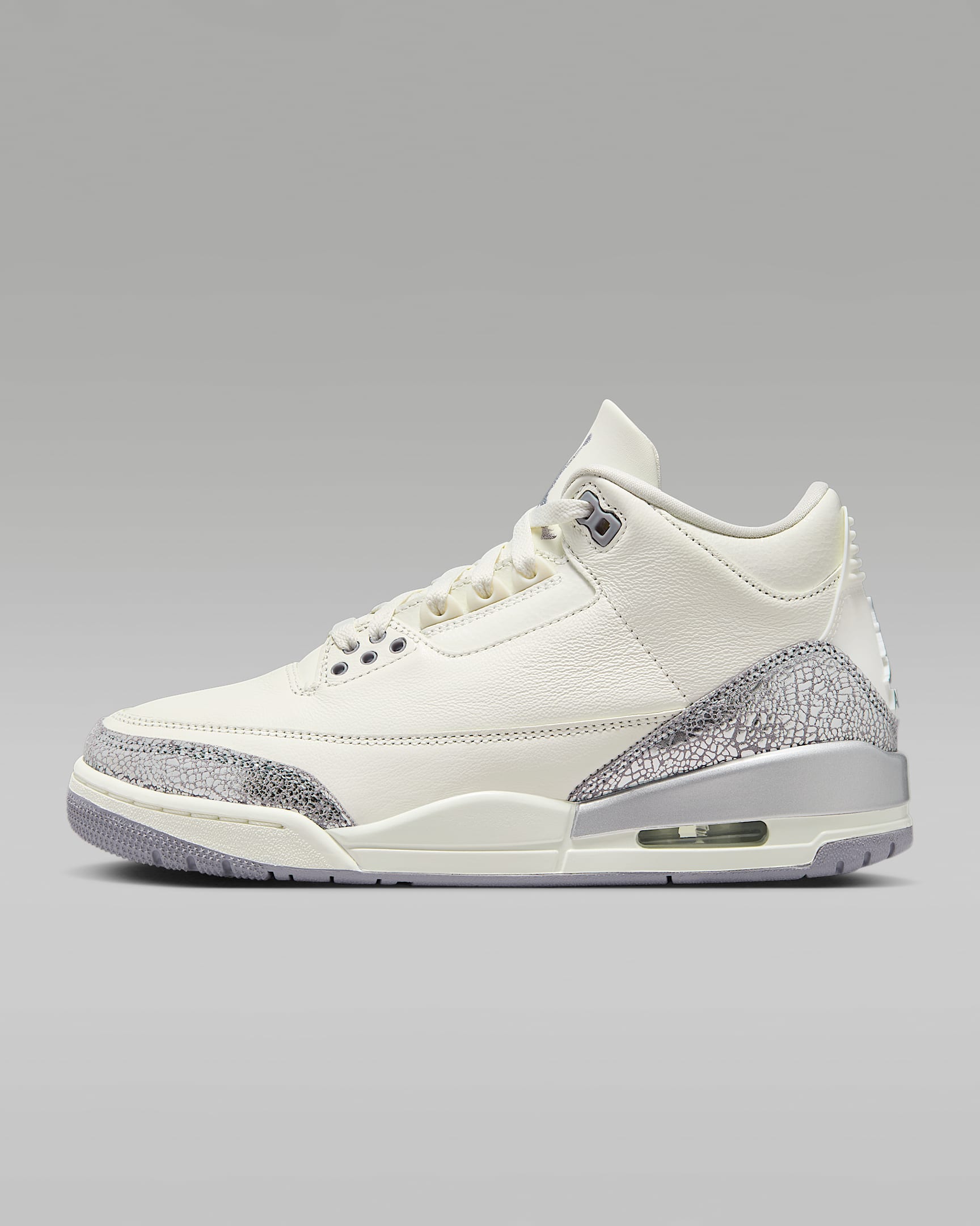 Air Jordan 3 Retro 复刻女子运动鞋 - 帆白/金属银/水泥灰