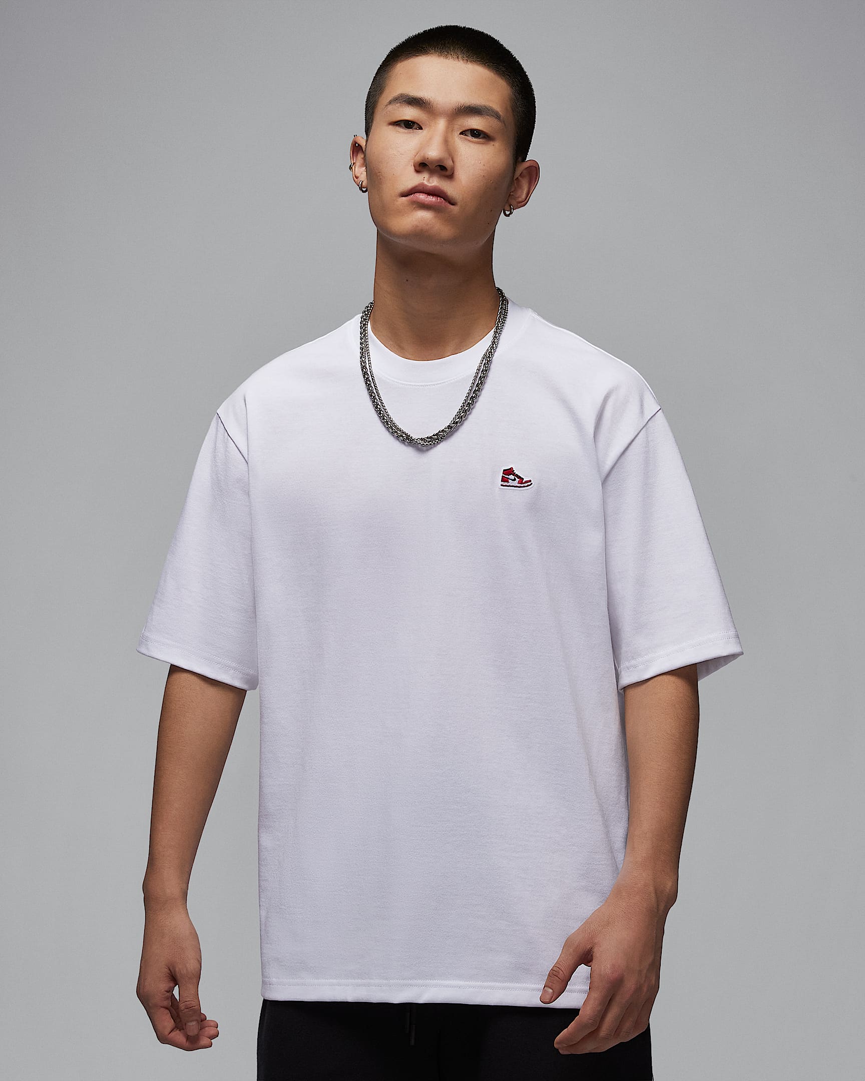 Jordan Brand 男子运动鞋贴片T恤 - 白色/校园红