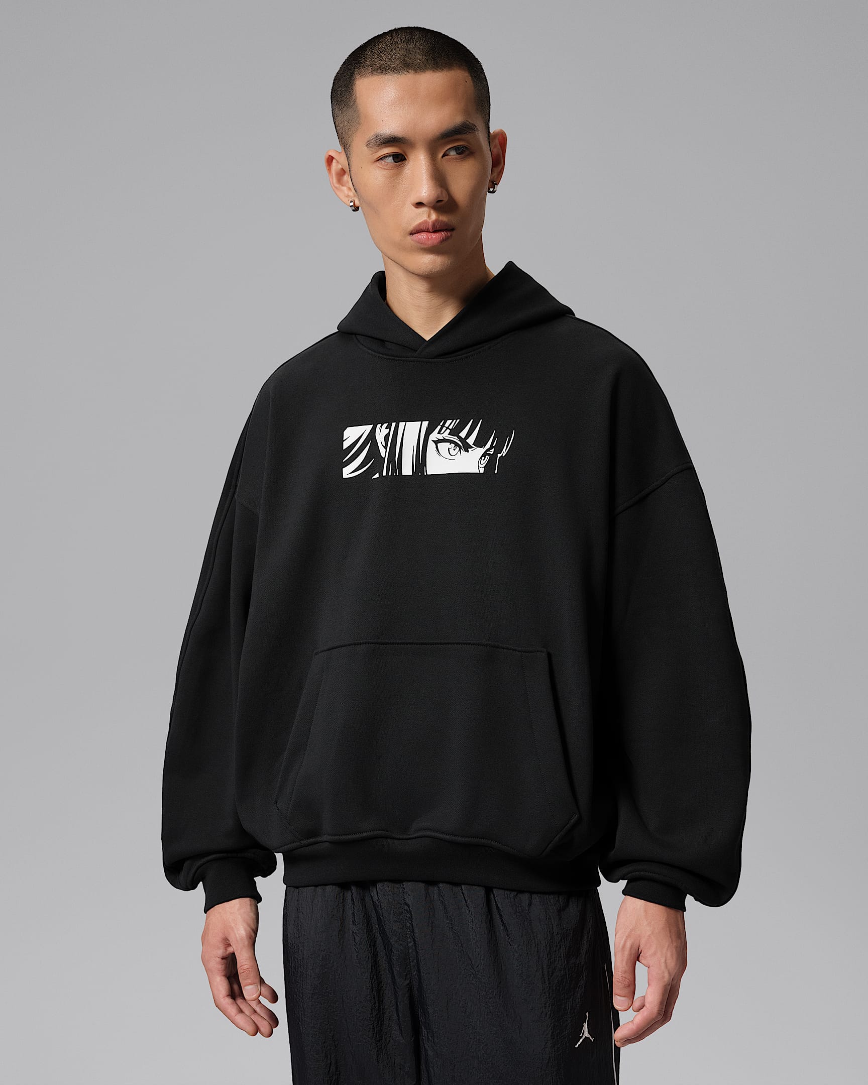 Jordan Flight Fleece 男子印花套头连帽衫 - 黑