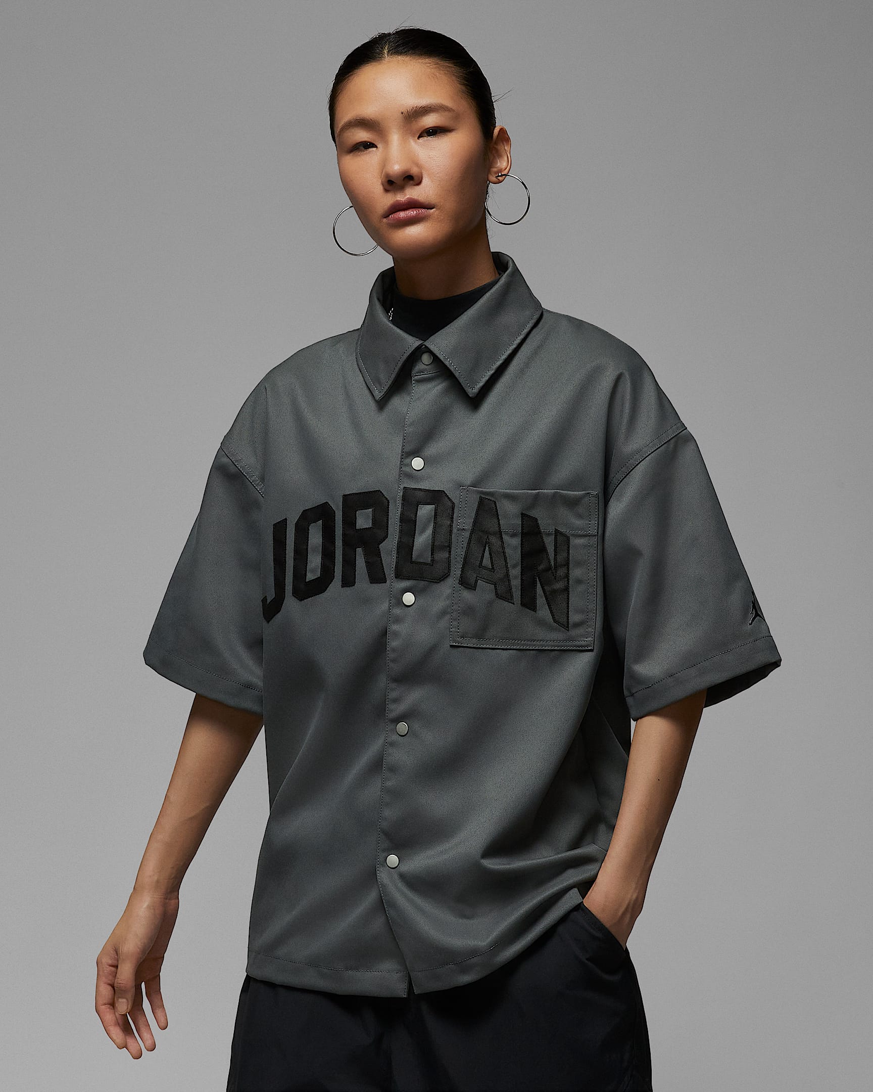 Jordan Flight 女子梭织短袖上衣 - 铁灰/暗烟灰