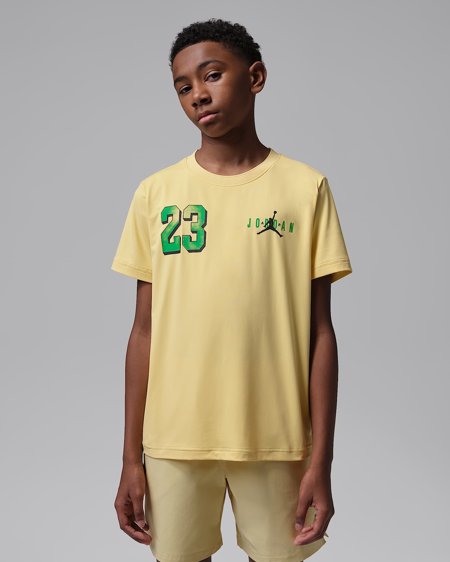 Jordan Brooklyn Varsity 大童T恤 - 水洗柠檬黄