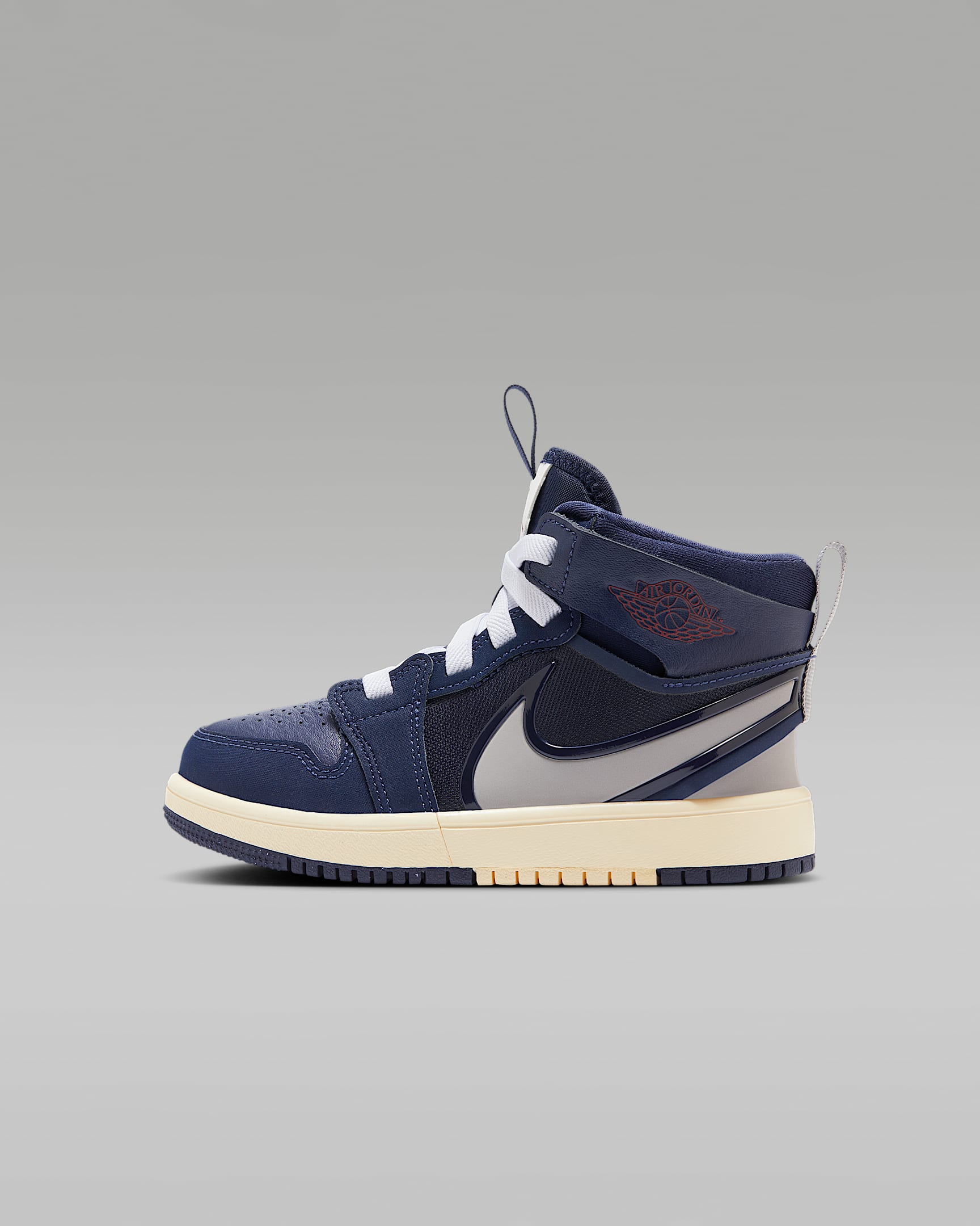 Jordan 1 Mid RM EasyOn 幼童易穿脱运动鞋 - 深藏青/校园红/棉布白/大气灰
