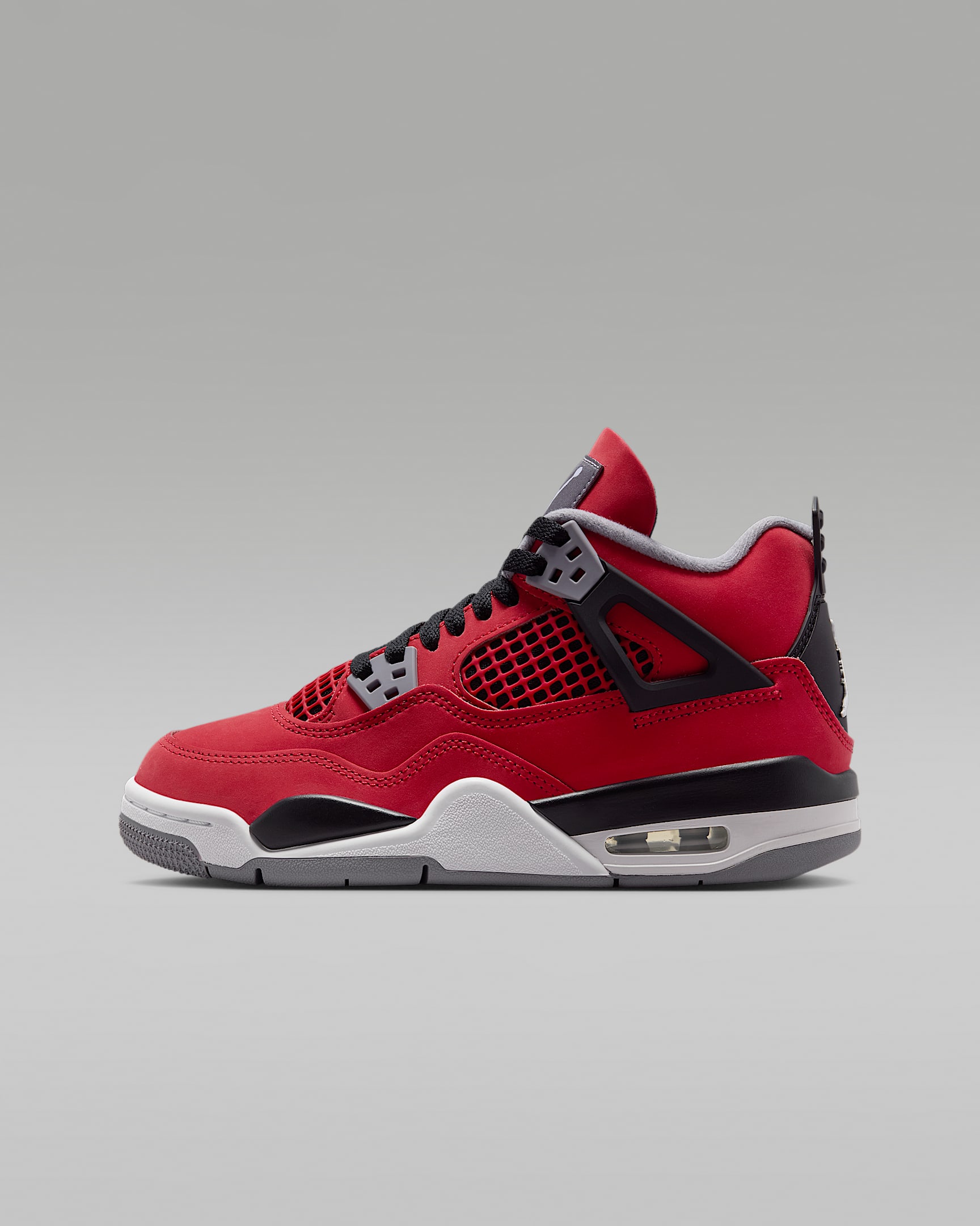 Air Jordan 4 Retro 复刻大童运动鞋 - 火焰红/黑/水泥灰/白色