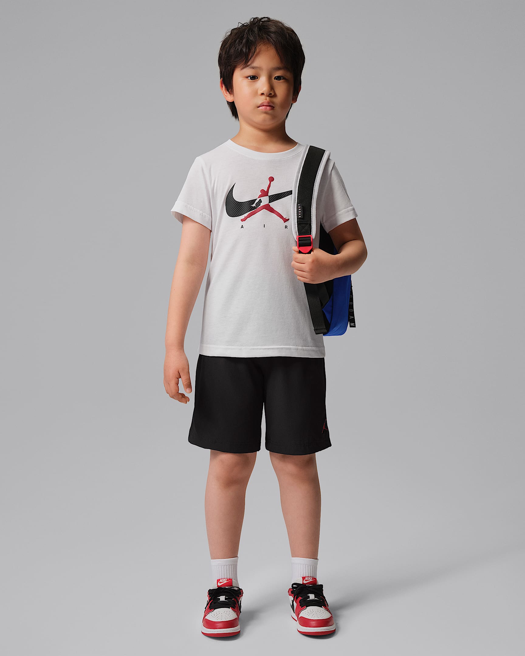 Jordan Jumpman Swoosh Intersect 幼童短袖T恤和短裤套装 - 黑