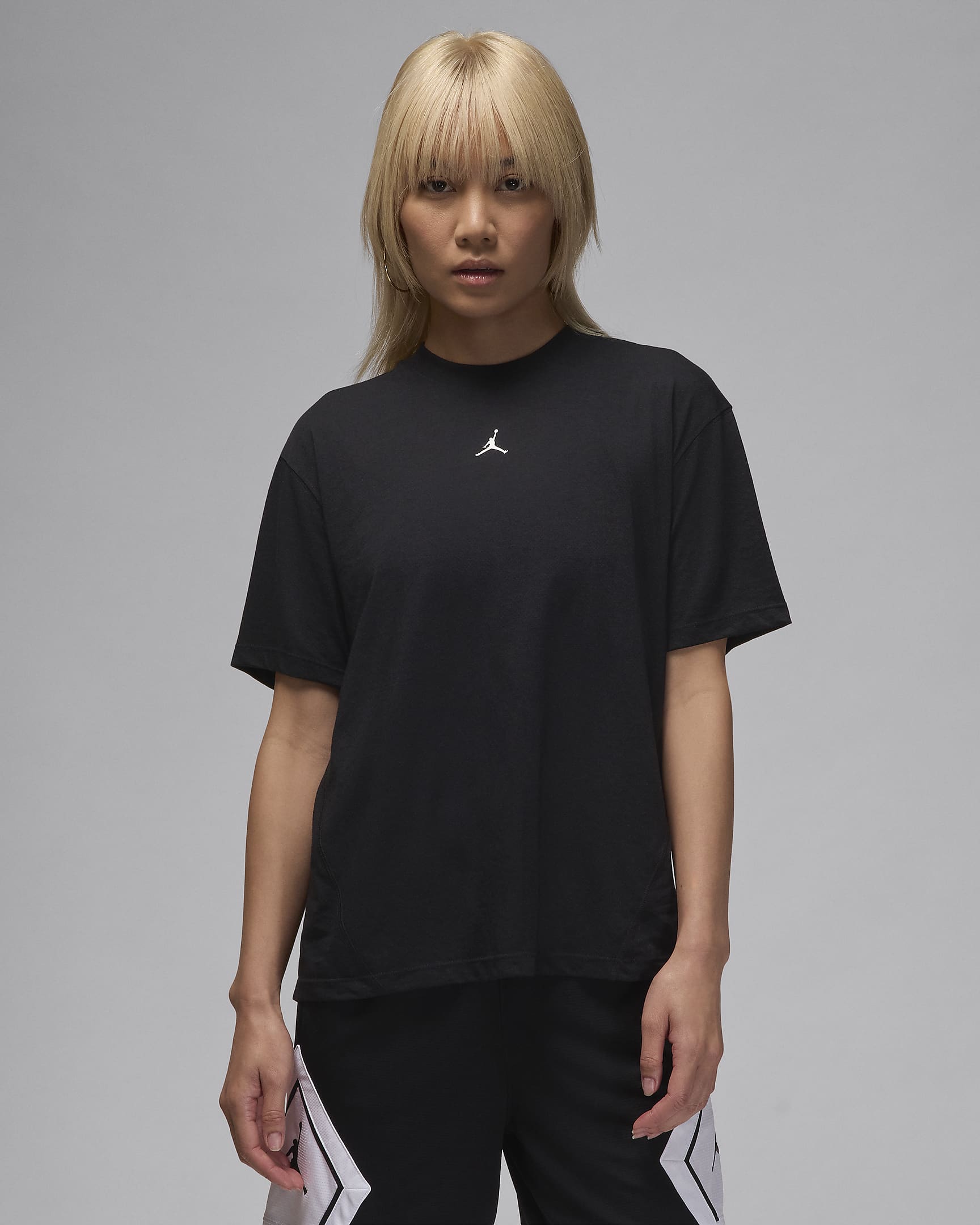 Jordan Sport Diamond 女子速干短袖篮球上衣 - 黑/白色