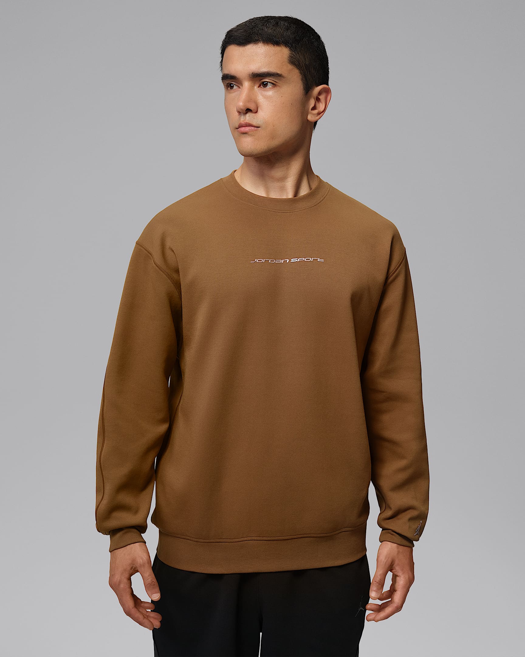 Jordan Sport Hoop Fleece Dri-FIT 男子速干针织圆领运动衫 - 浅英国褐/红古铜