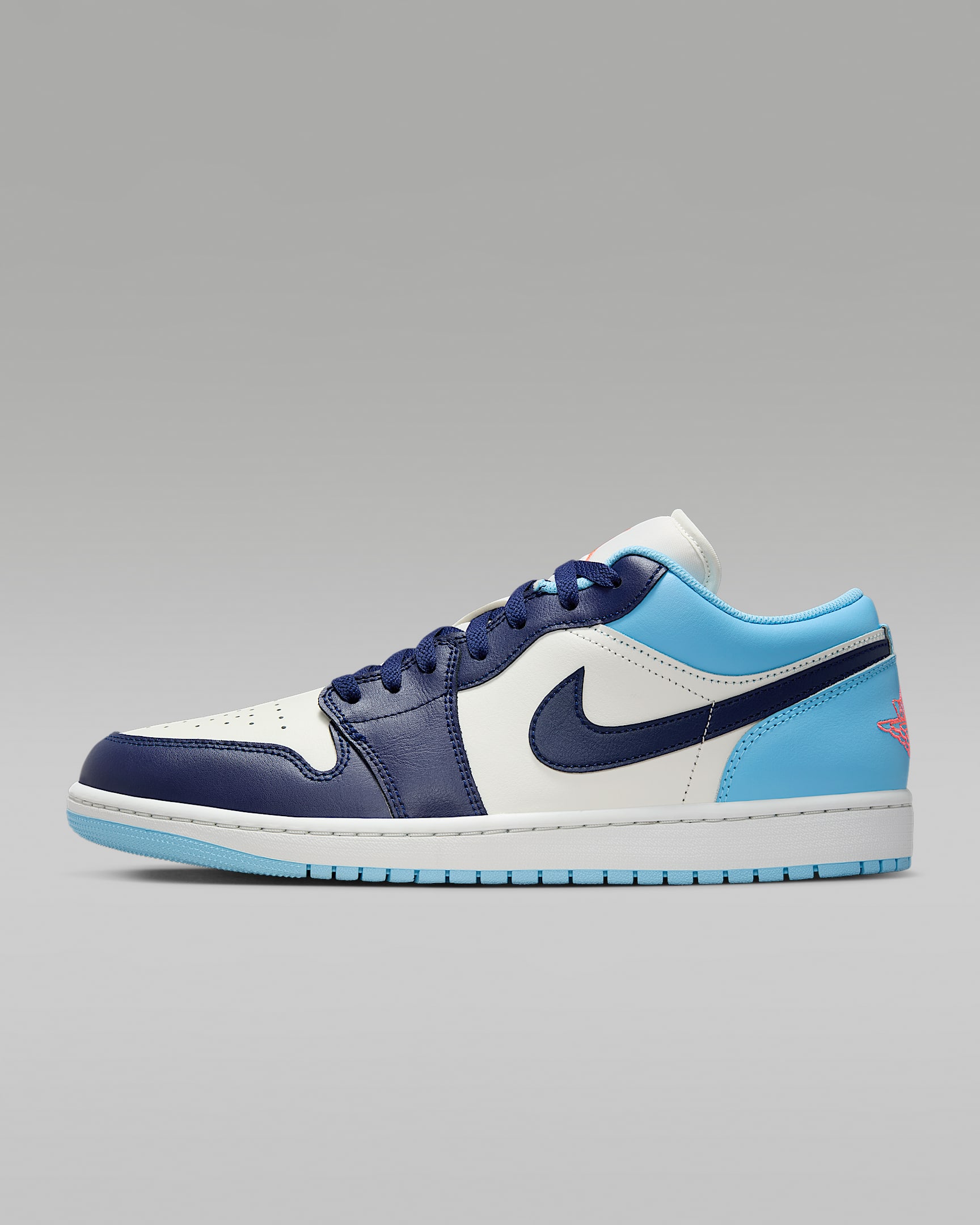 Air Jordan 1 Low 男子运动鞋 - 帆白/冷蓝/火山岩红/空间蓝