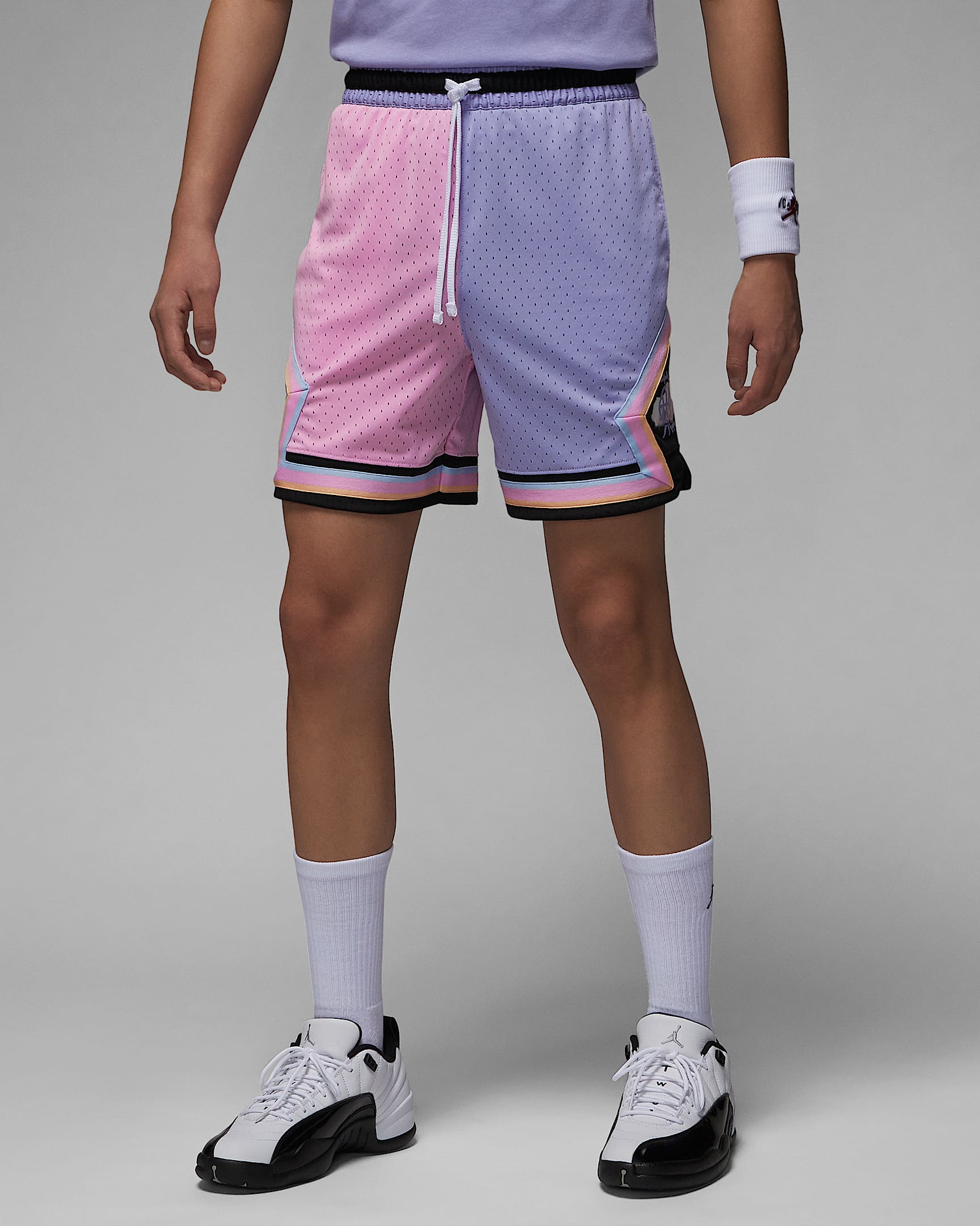 Jordan Dri-FIT Dongdan Diamond 男子速干短裤 - 冰艳紫丁香/上升粉/黑/白色