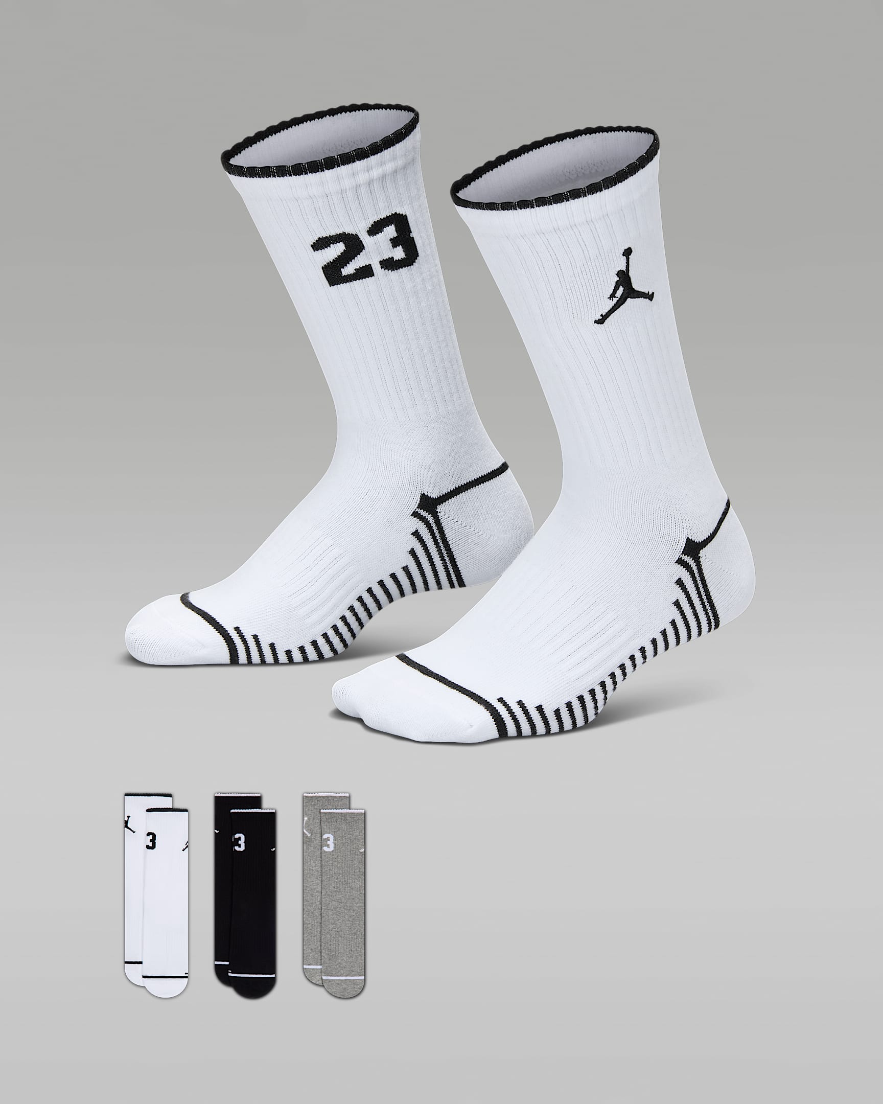 Air Jordan 大童中筒运动袜（3 双） - 调色暗灰