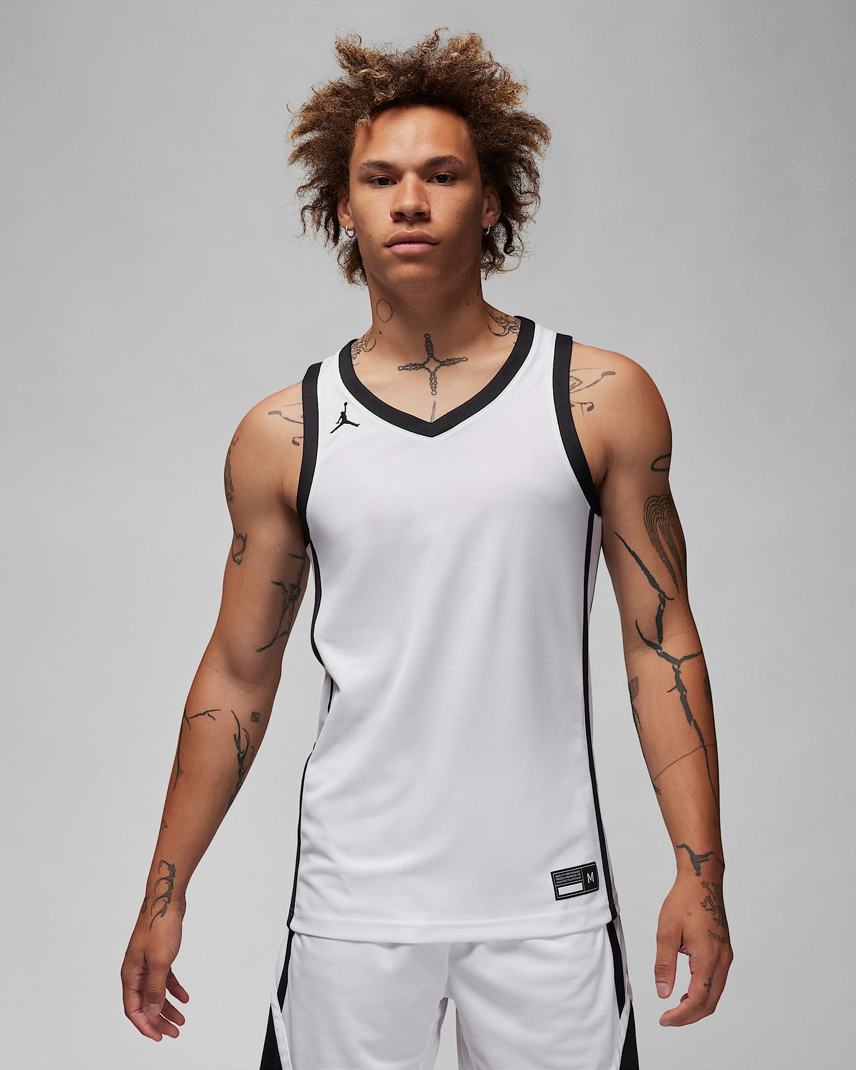 Jordan Dri-FIT Stock 男子速干球衣 - 团队白/团队黑/黑