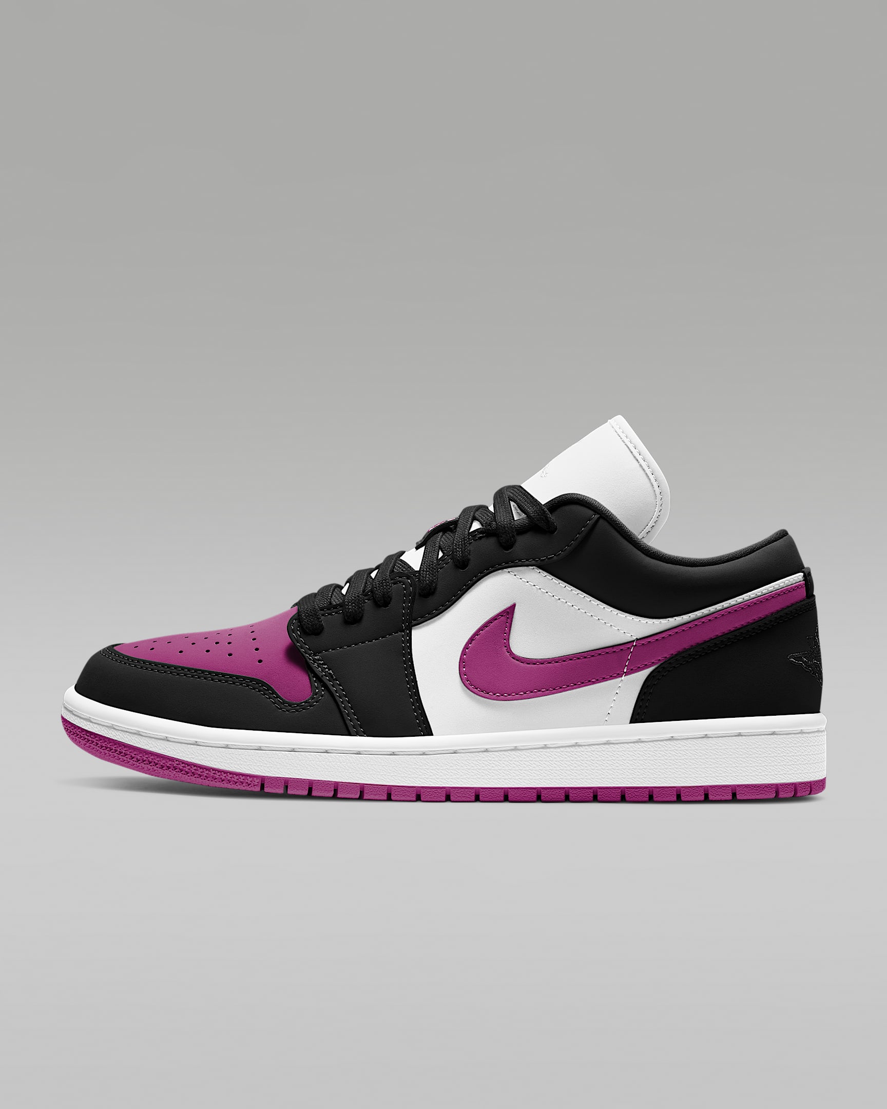 Air Jordan 1 Low 女子复古运动鞋刺绣板鞋 - 黑/白色/仙人掌花红