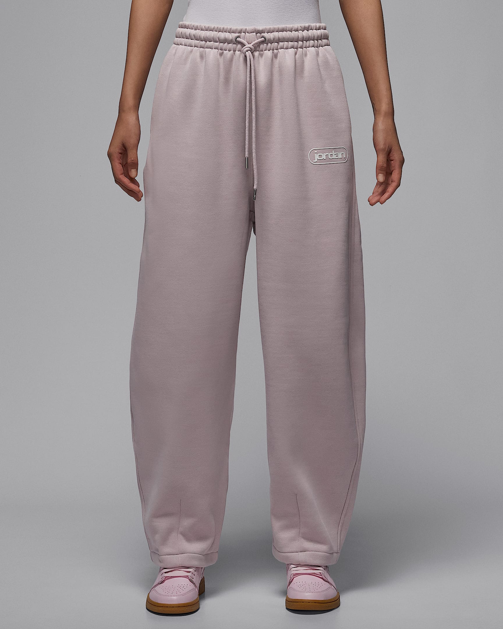 Jordan Flight Fleece 女子 Oversize 风加绒长裤 - 微粒玫瑰红/帆白