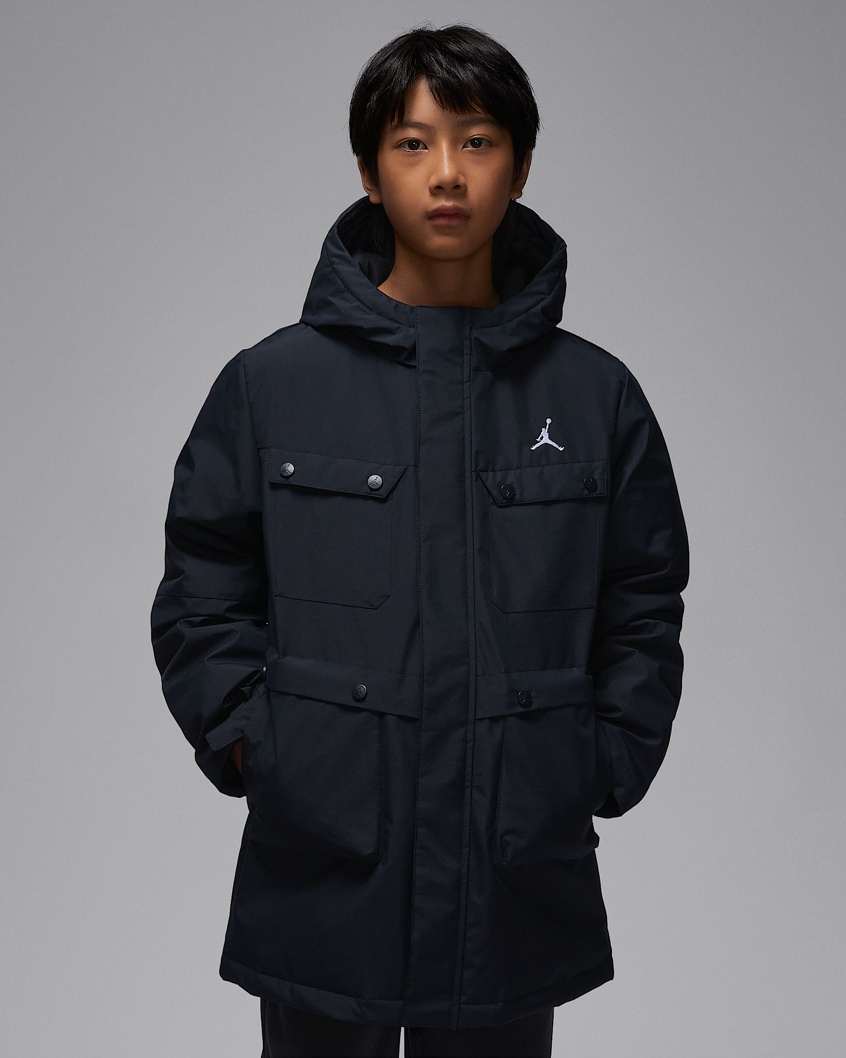 Jordan 大童中长款三防羽绒夹克 - 黑