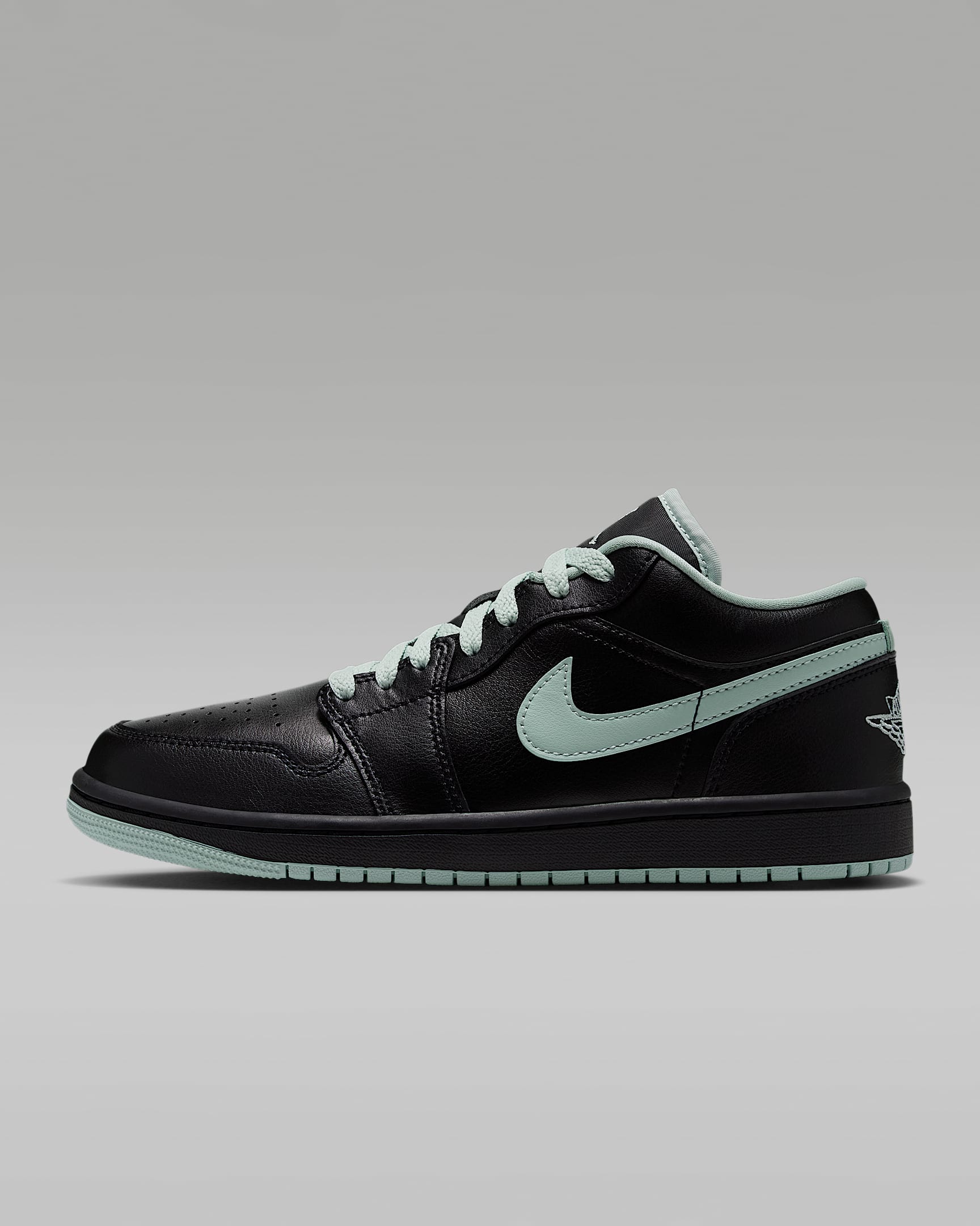 Air Jordan 1 Low 女子运动鞋刺绣板鞋 - 黑/霜淡草绿