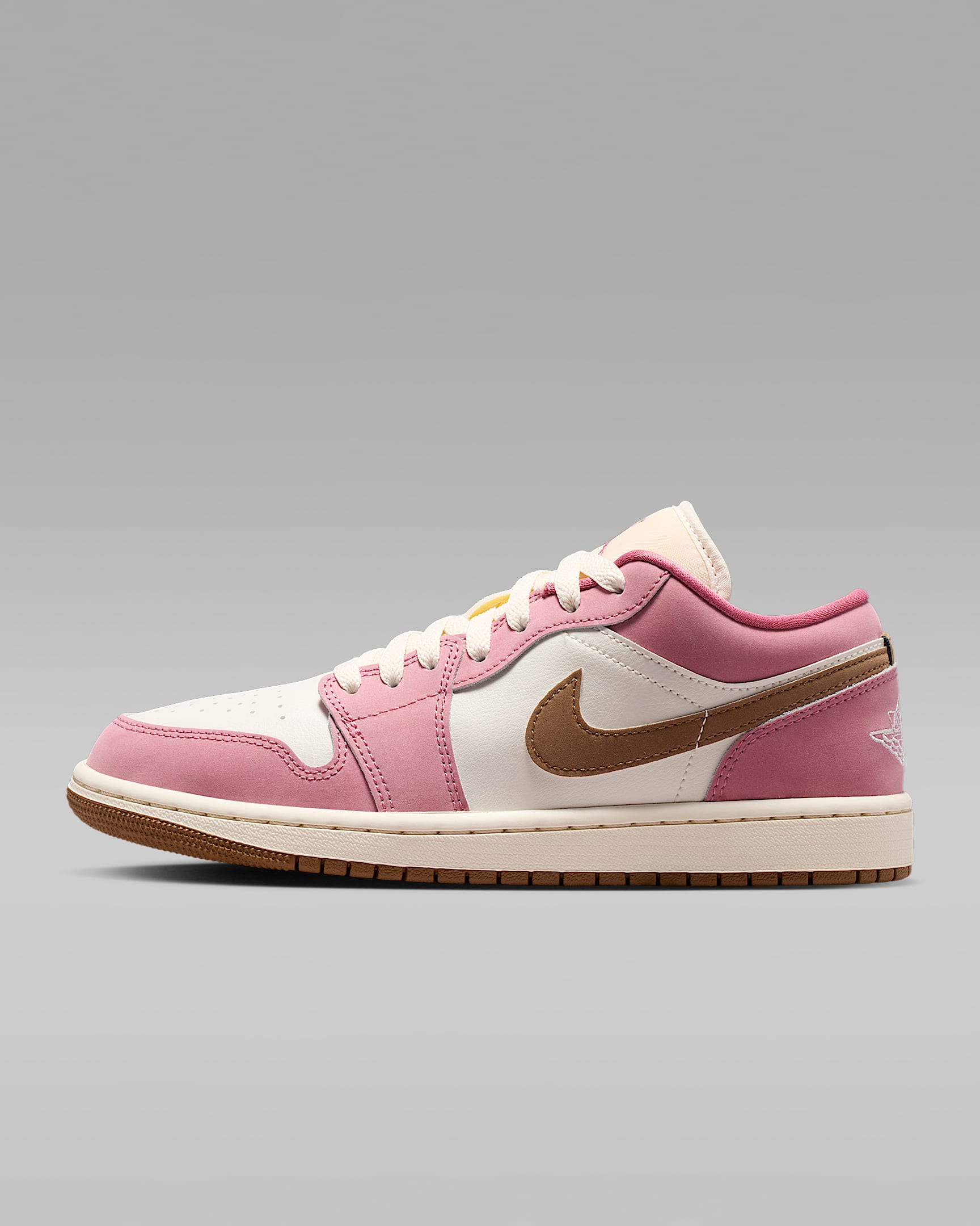 Air Jordan 1 Low 女子运动鞋刺绣板鞋 - 淡莓红/浅英国褐/粉白/帆白