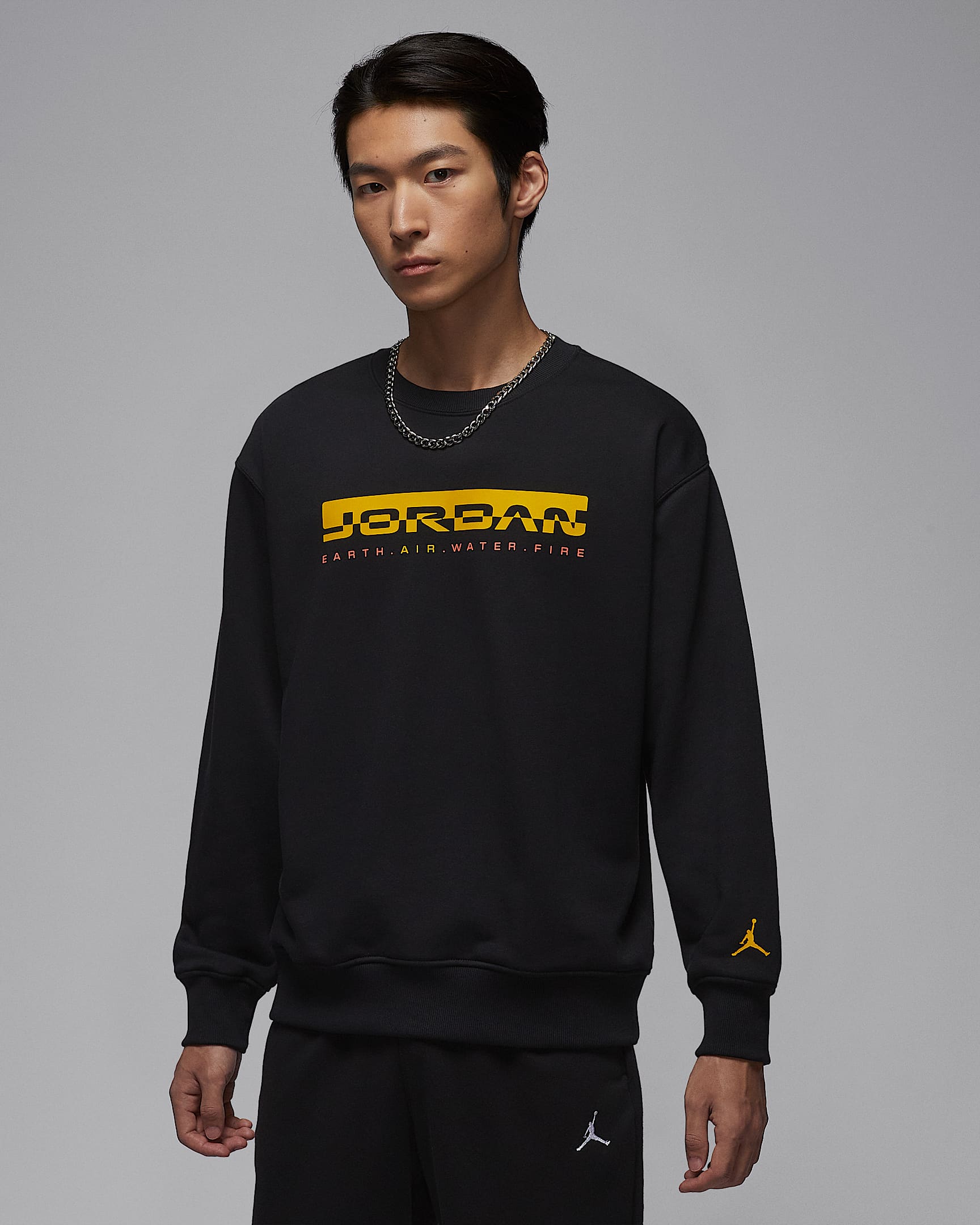 Jordan Brooklyn Fleece Hike Mike 男子圆领运动衫 - 黑/亮黄