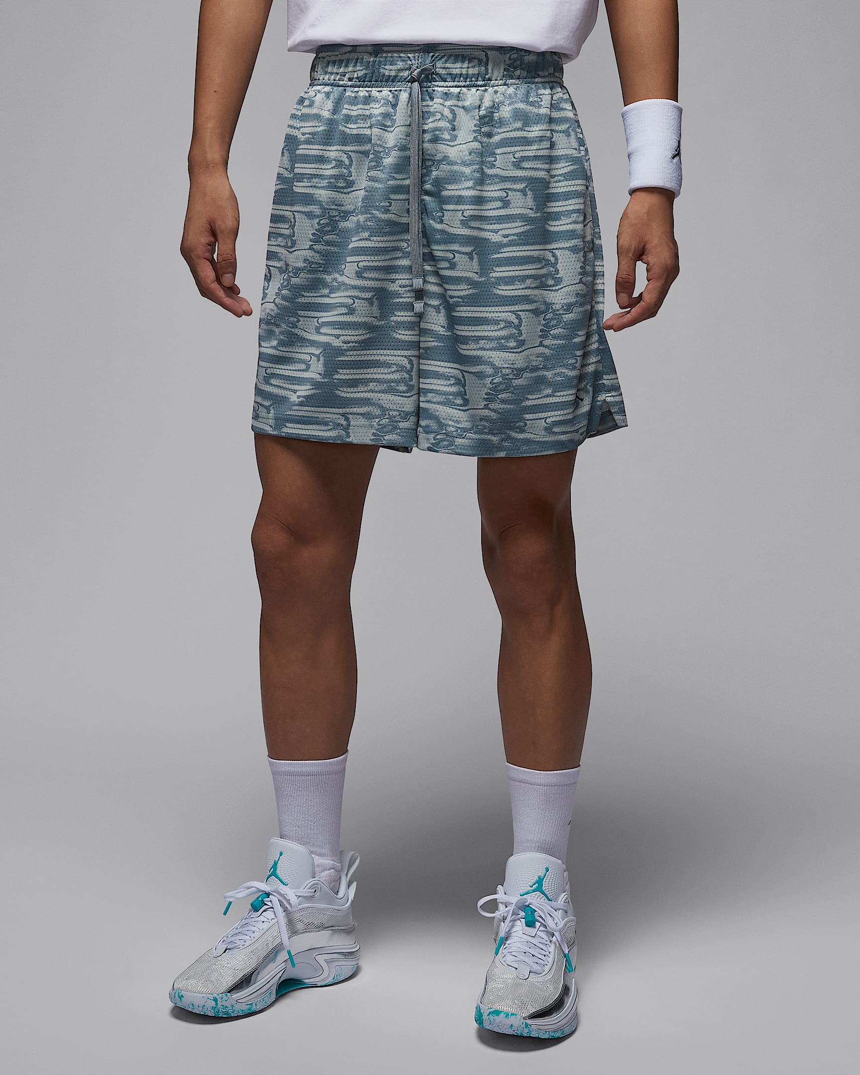 Jordan Sport Dri-FIT 男子速干印花网眼布短裤 - 飞行员灰/黑