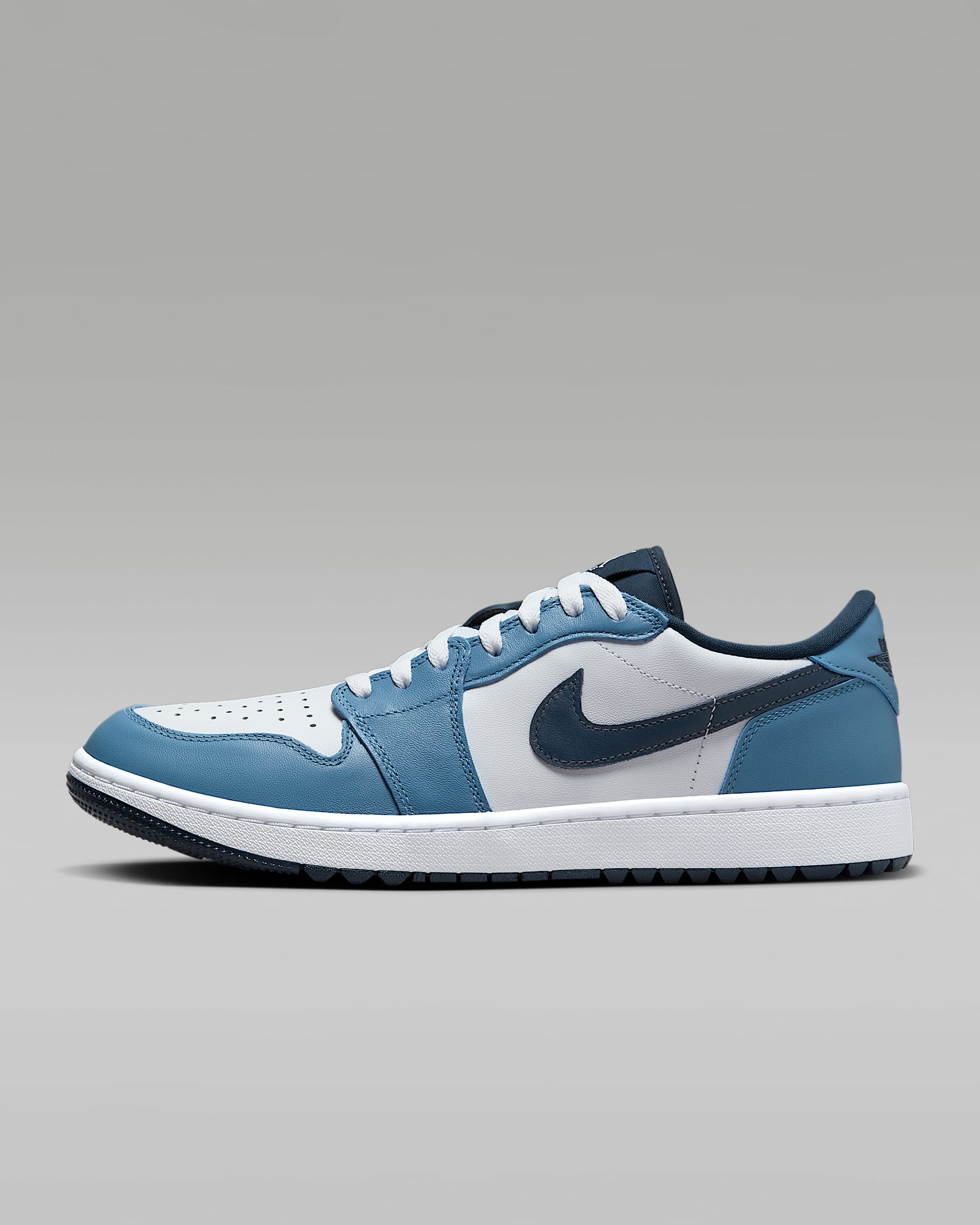 Air Jordan 1 Low G 男子高尔夫球鞋缓震抓地 - 白色/爱琴海风暴蓝/白色/军械深海蓝
