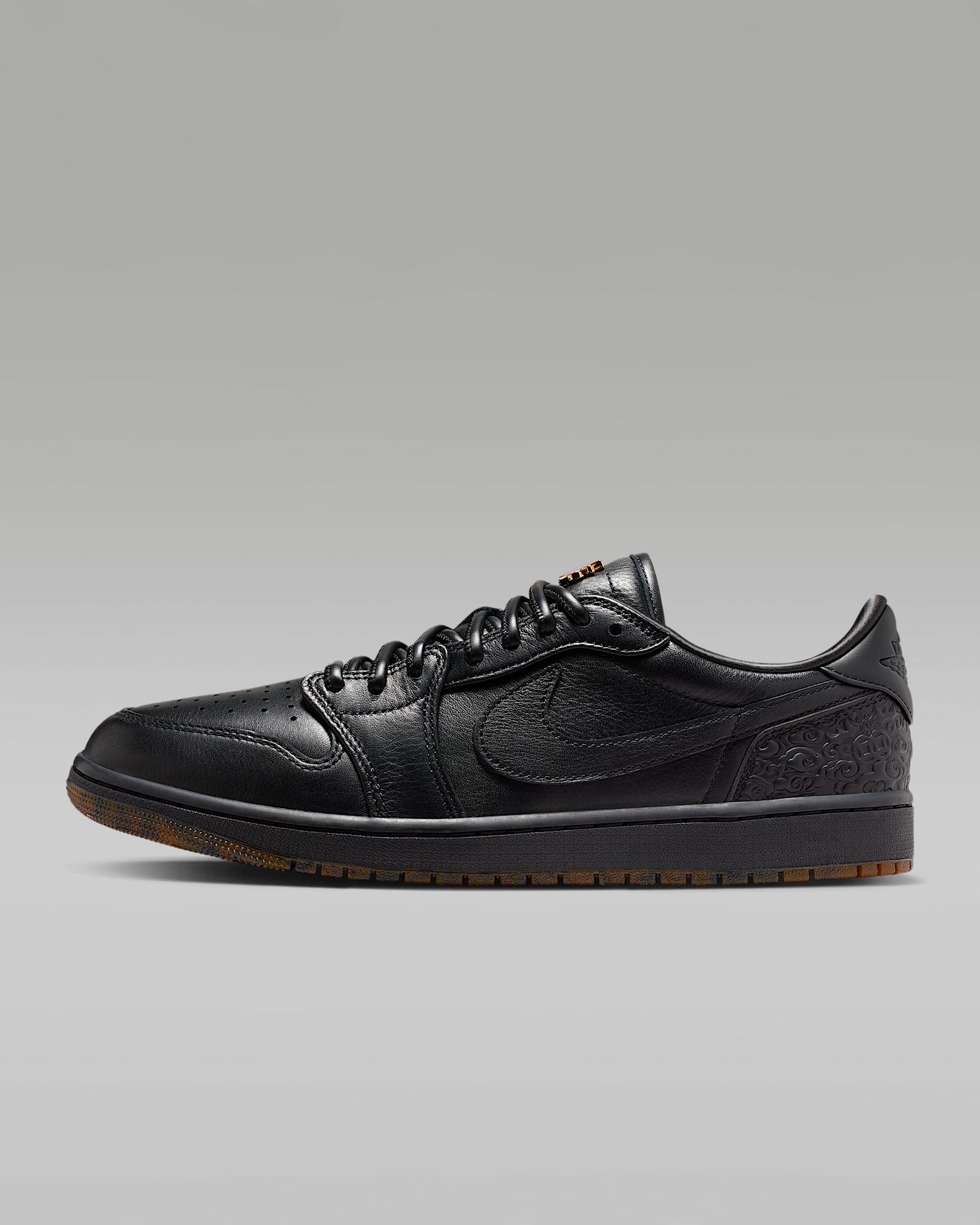 Air Jordan 1 Low OG 男子运动鞋 - 黑/黑/金属色/黑