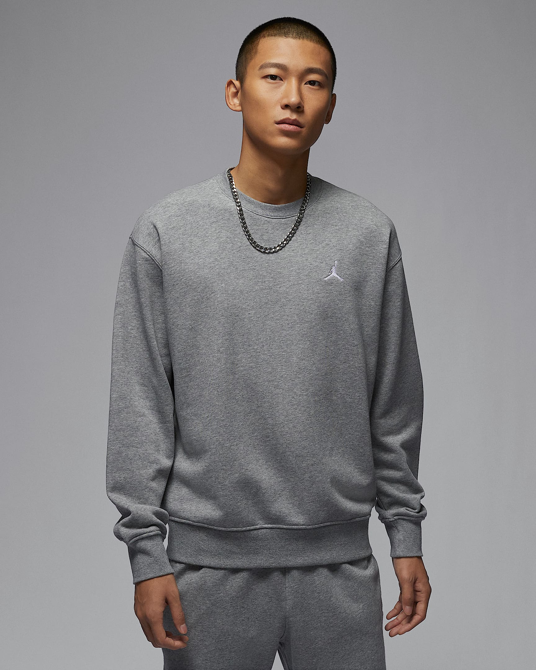 Jordan Brooklyn Fleece 男子圆领运动衫 - 碳素灰/白色